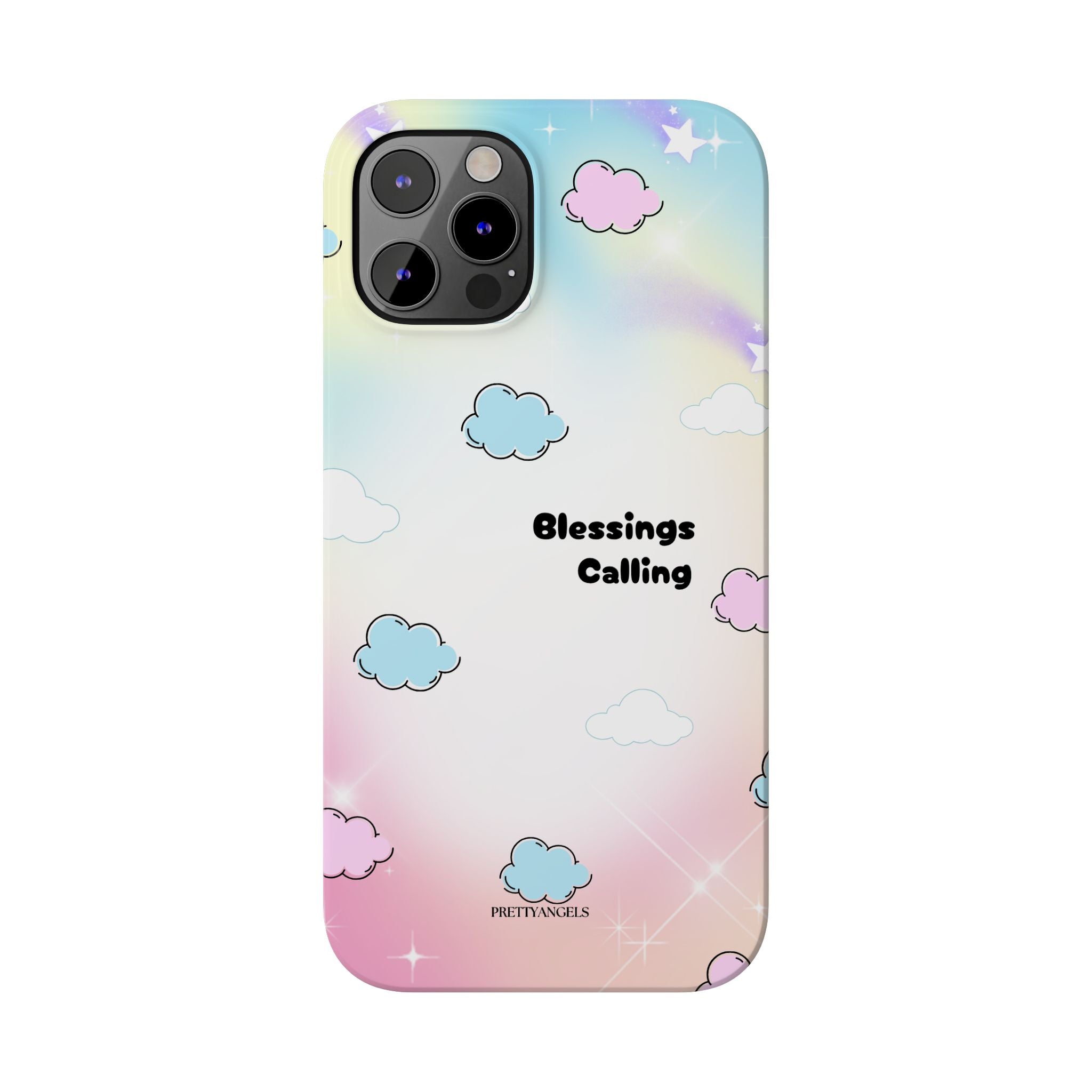 ‘Blessings Calling' Phone Case – Slim Lightweight Ombré Cover with Magical Pastel Clouds for Girly Girls & Faith-Filled Baddies - Cute Cloud Aesthetic, Phone Accessories, Gift for Friends, Pastel Theme Vibes, Cozy Magical Vibes