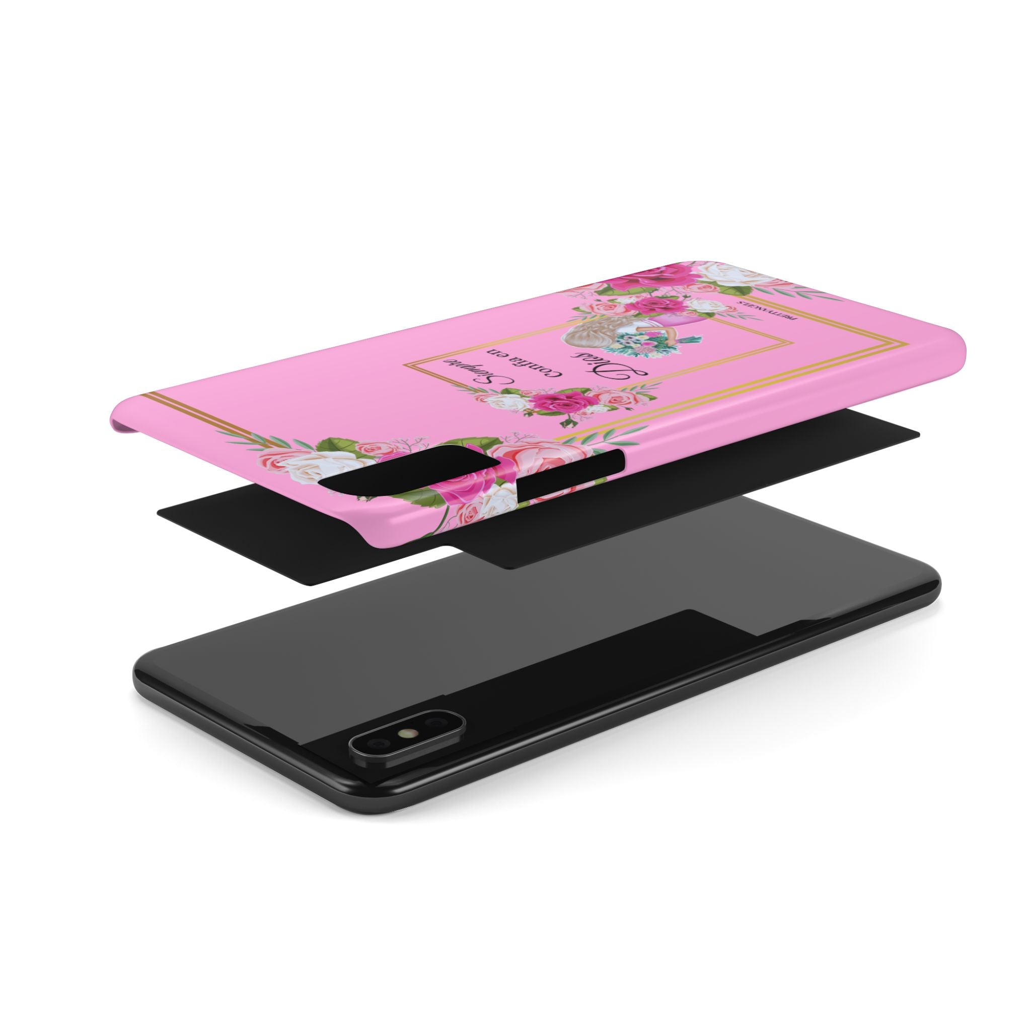 “Siempre Confia en Dios Pink Phone Case - Slim Lightweight Protective Cover with Roses, Barbie-Style Doll & Faith-Based Aesthetic”
