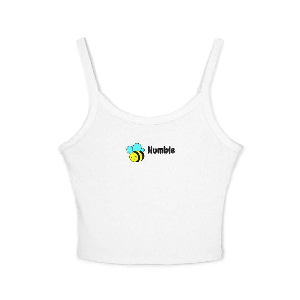 Cute “Humble” bee tank top with thick straps & soft Airlume blend. Trendy, girly, and ethically made for Confident, Classy, Pretty Girls