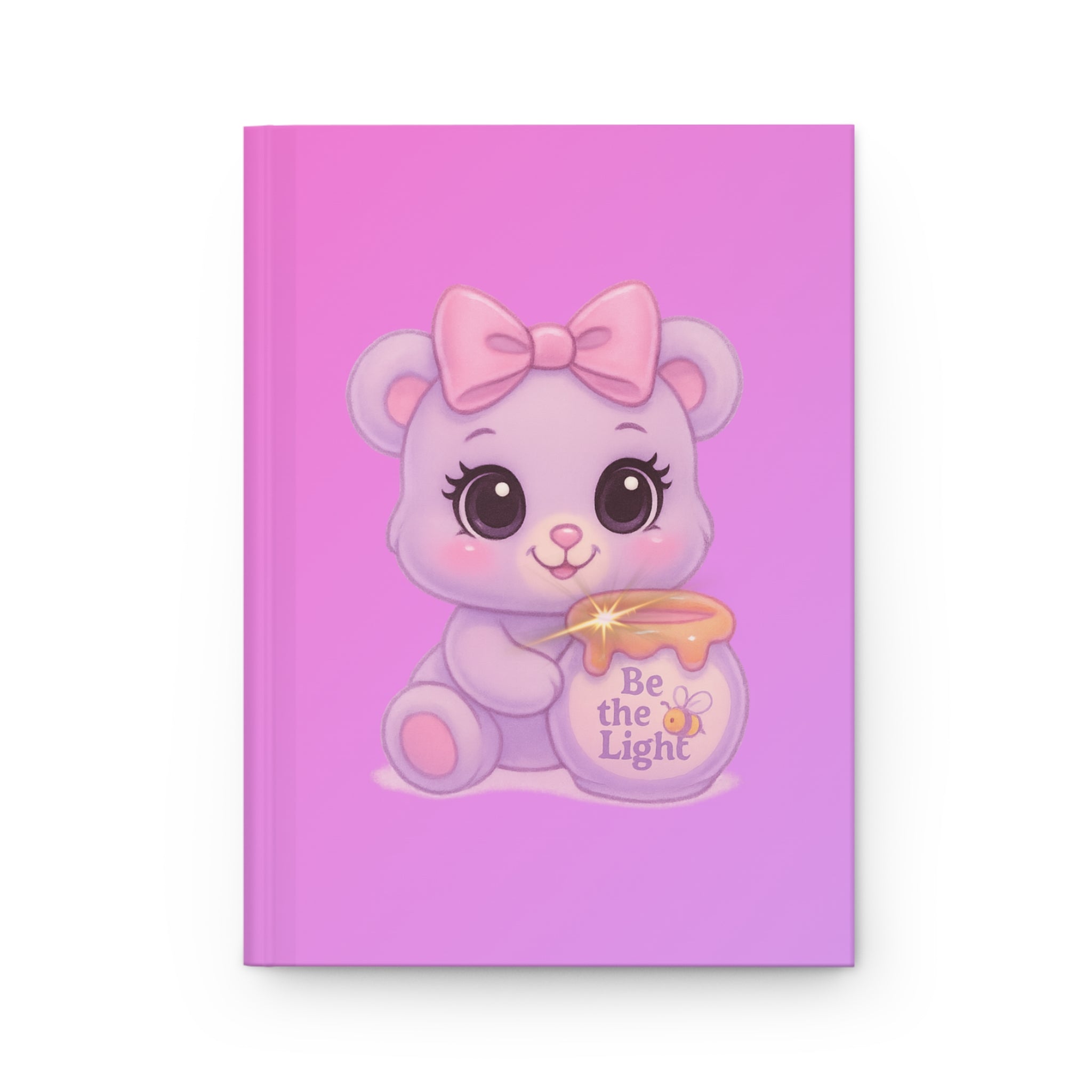 Purple Ombré Teddy Bear “Be the Light” Hardcover Notebook - 150 Lined Pages | Cute Hardcover Journal for Pretty Girls Who Love Aesthetic Stationary & Luxury Vibes