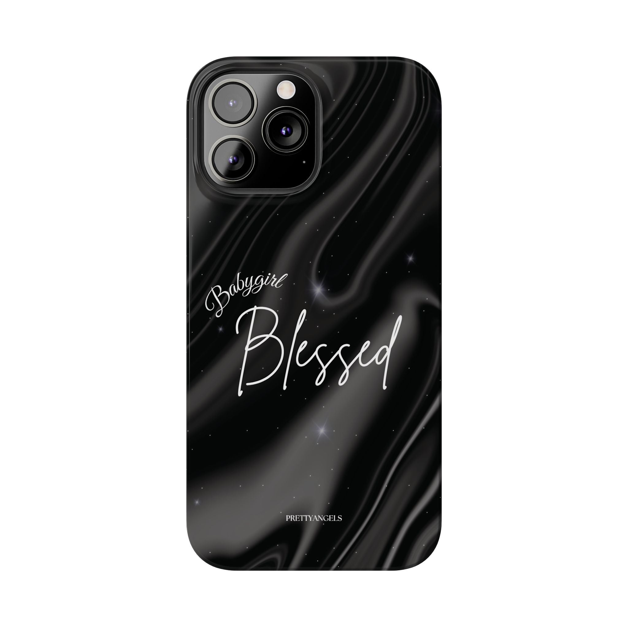 Blessed Babygirl Black Luxe Phone Case - Slim Lightweight & Protective for Rich Feminine Aesthetic Girls