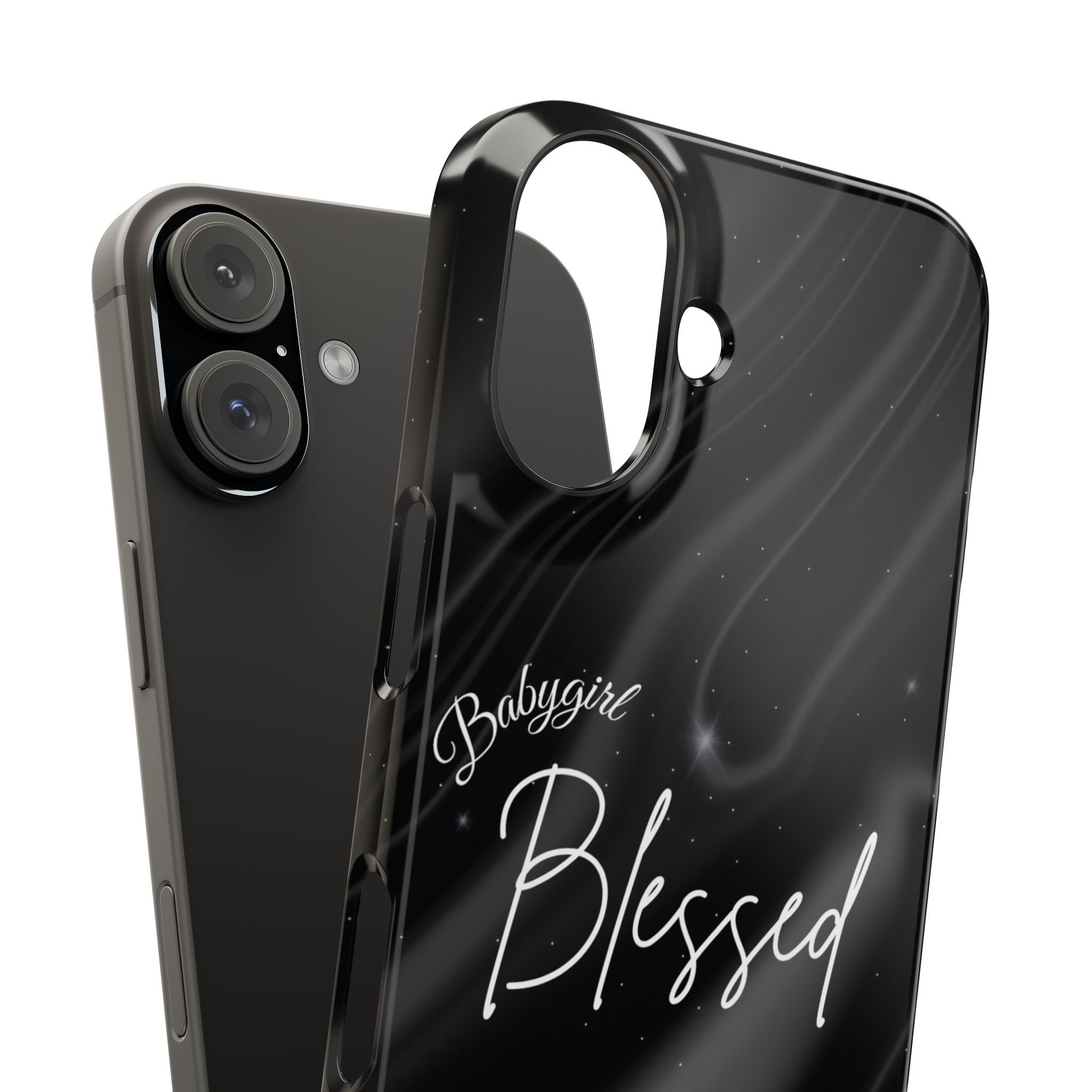 Blessed Babygirl Black Luxe Phone Case - Slim Lightweight & Protective for Rich Feminine Aesthetic Girls