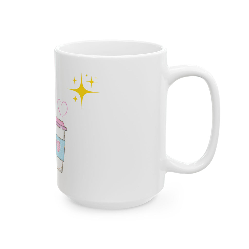 Joyful Morning Ceramic Mug - 11oz & 15oz, Morning Cup of Joy™ – Cute White Ceramic Mug with Sun, Cloud & Coffee Cup Design – Dishwasher & Microwave Safe, Cute Coffee Cup, Gift for Coffee Lovers, Inspirational Mug, Unique Girly Kitchen Decor