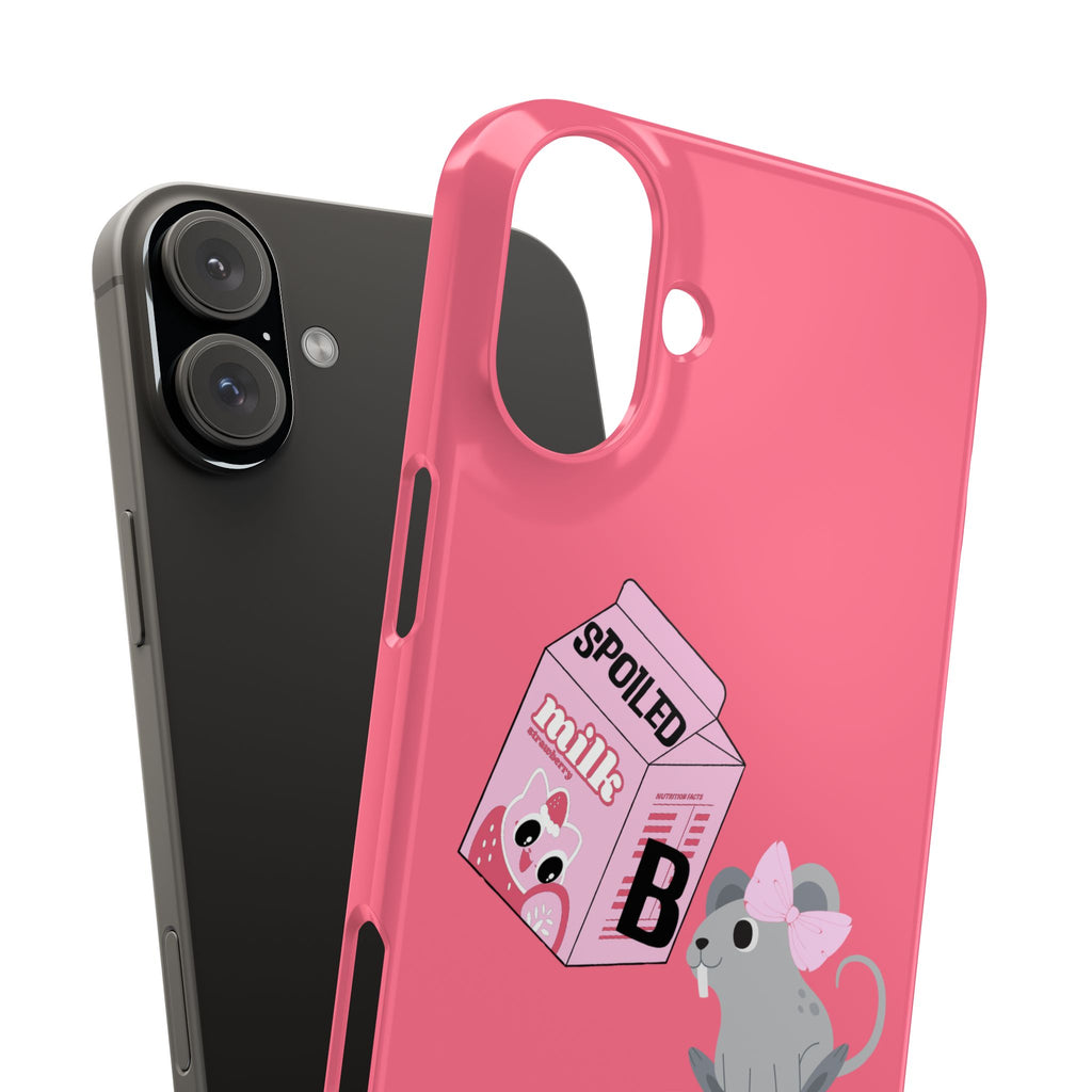 “Spoiled Brat Peachy Phone Case - Slim Cute Baby Rat & Pink Milk Carton Protective Cover for Girly Princesses” - Teenage Girl Accessories, Trendy Phone Covers for Girls