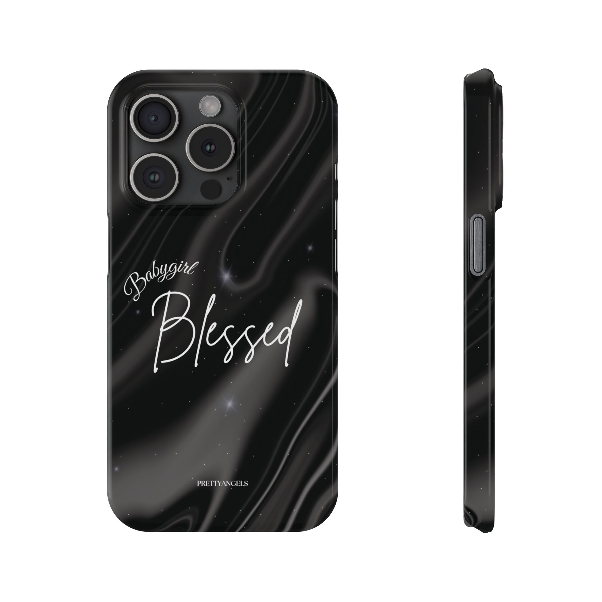 Blessed Babygirl Black Luxe Phone Case - Slim Lightweight & Protective for Rich Feminine Aesthetic Girls