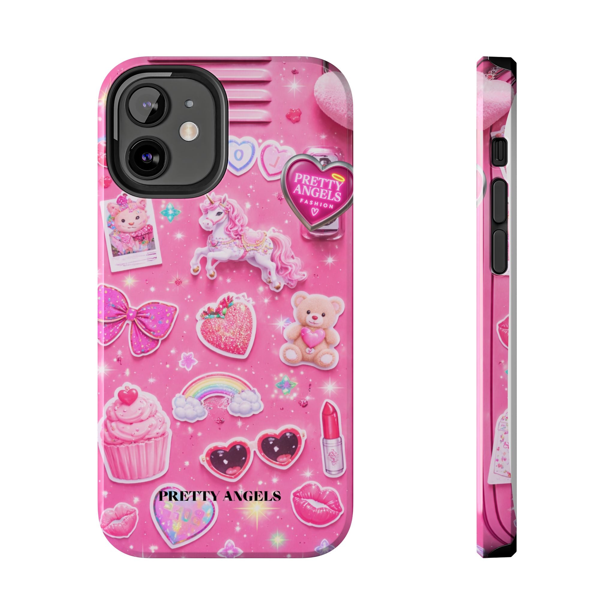 Girly Pink Locker Nostalgia with Hearts & Teddy Bear Tough Phone Case
