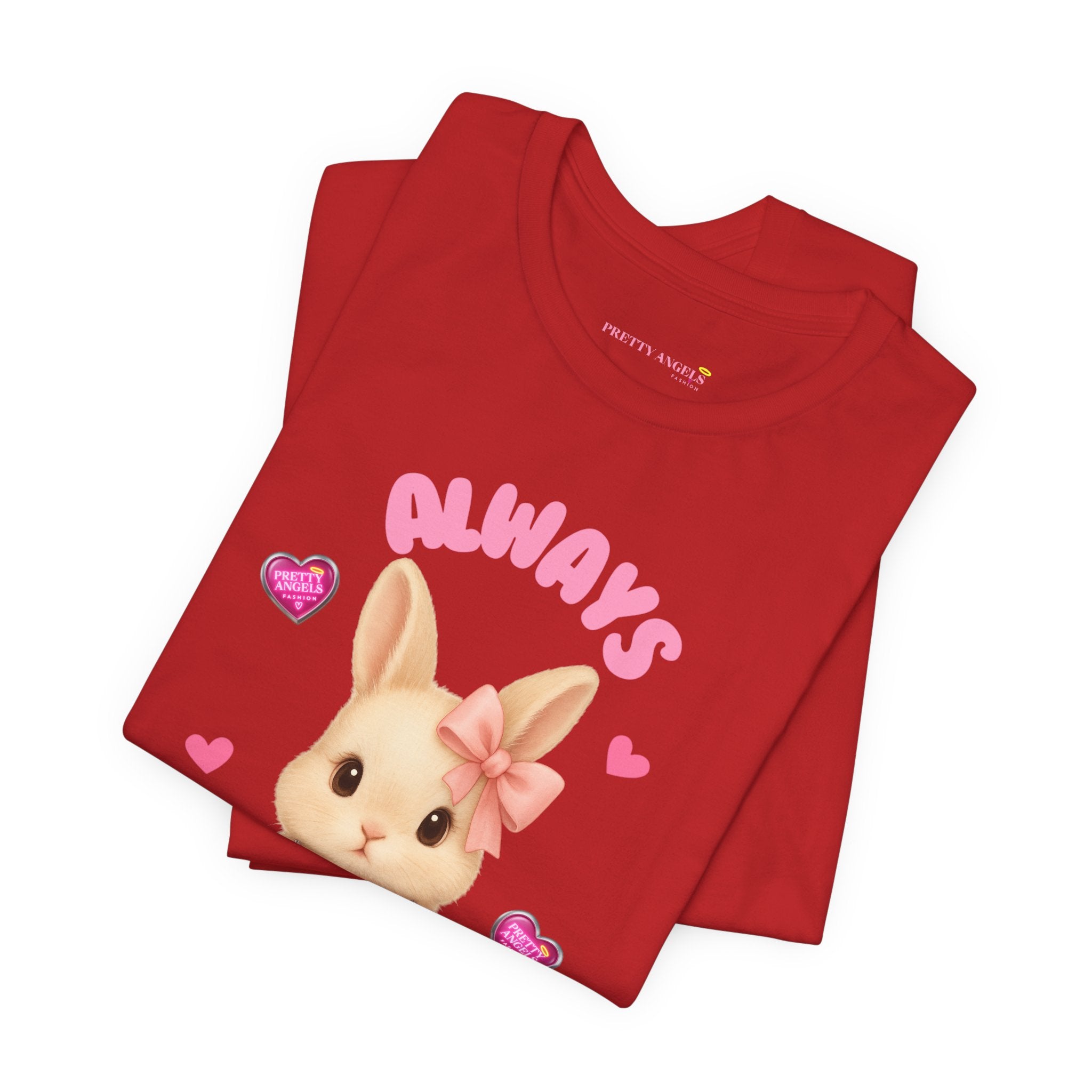 Always Humble Bunny T-Shirt – Cute Aesthetic Pink Bow Bunny Tee for Pretty Girls | 100% Airlume Cotton | Soft Lightweight Girly Shirt | Cute Pink Aesthetic Outfit