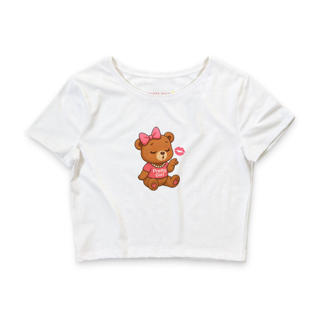 Pretty Girl Teddy Bear Kisses Crop Tee