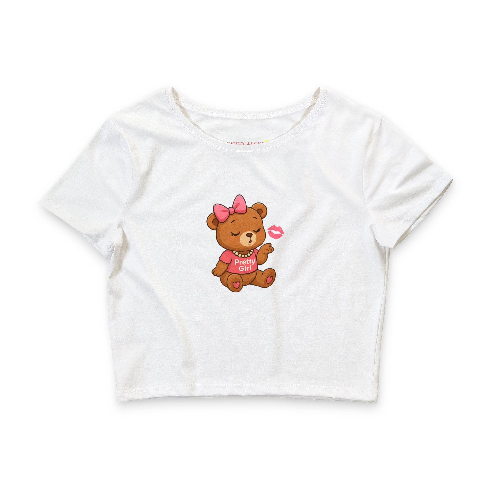 Pretty Girl Teddy Bear Kisses Crop Tee