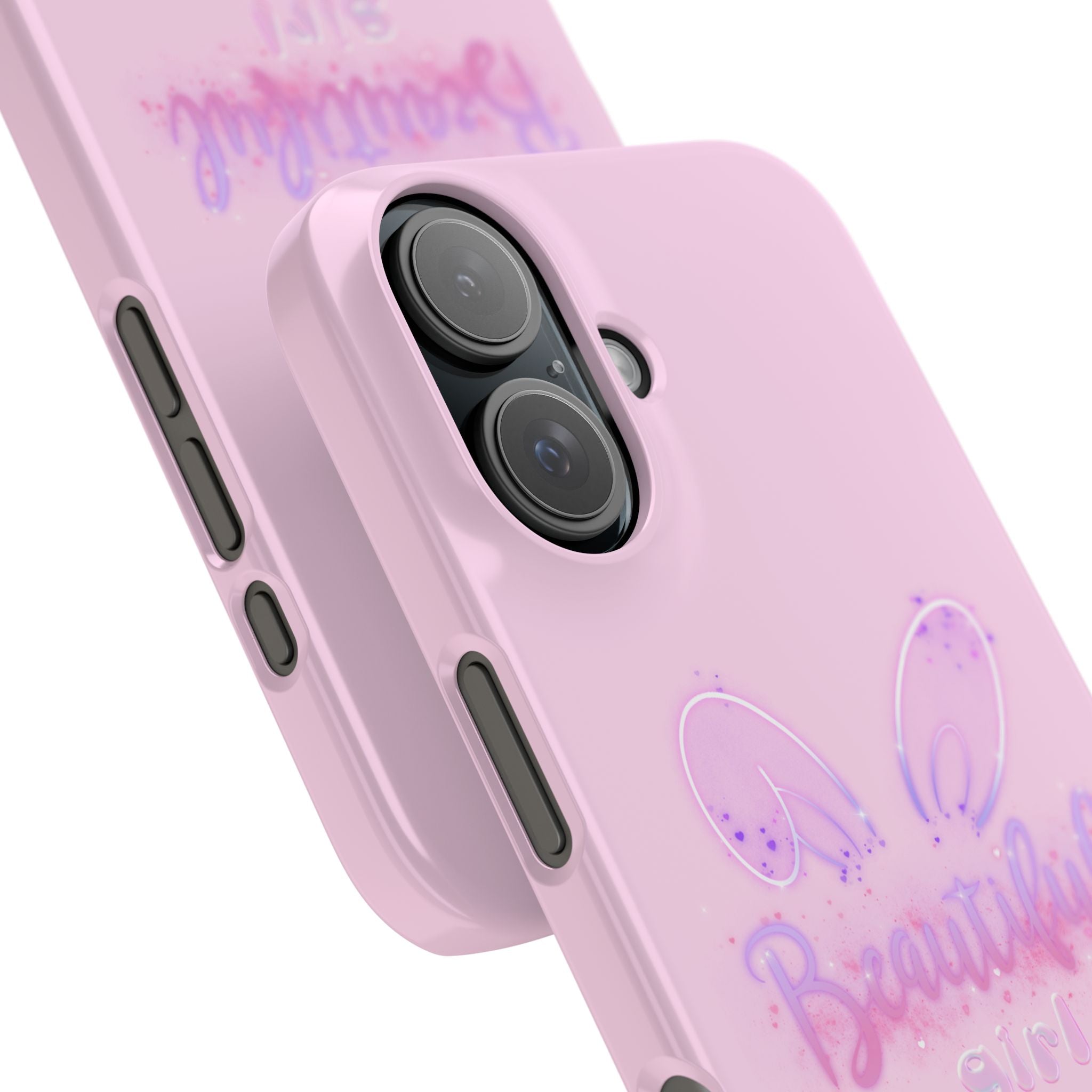 “Beautiful Girls Light Pink Phone Case - Slim Lightweight Ombré Glow Lettering Protective Cover for Pretty Rich Aesthetic” Girly Chic Accessories