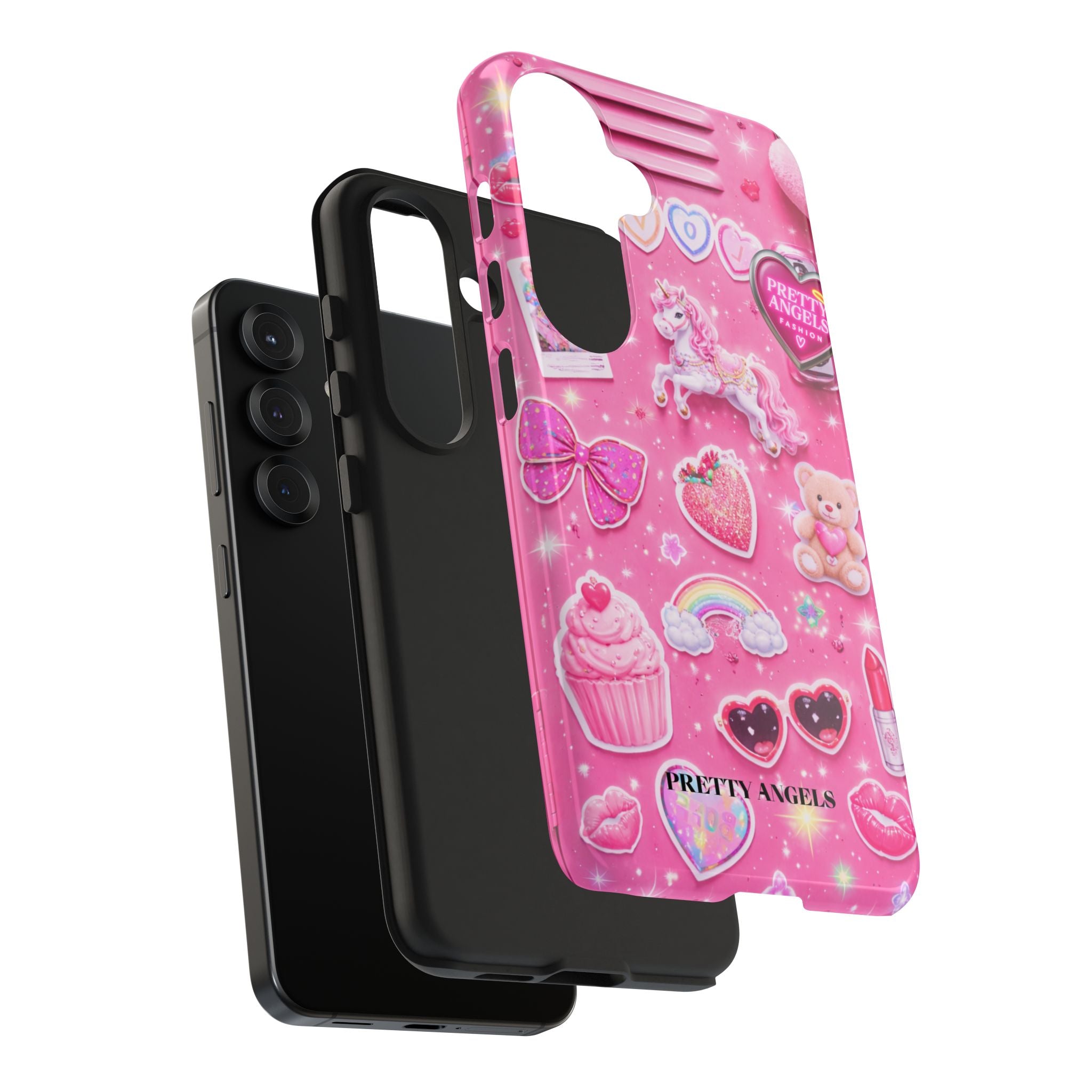 Girly Pink Locker Nostalgia with Hearts & Teddy Bear Tough Phone Case