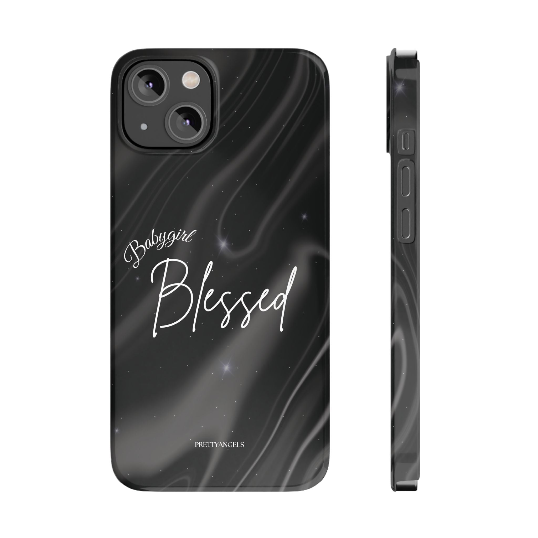 Blessed Babygirl Black Luxe Phone Case - Slim Lightweight & Protective for Rich Feminine Aesthetic Girls