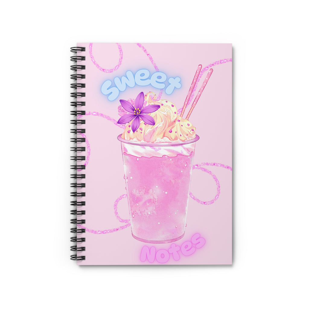 “Sweet Notes Pink Milkshake Spiral Notebook – Cute Girly Journal with Whipped Cream & Pastel Aesthetic | 118 Pages”