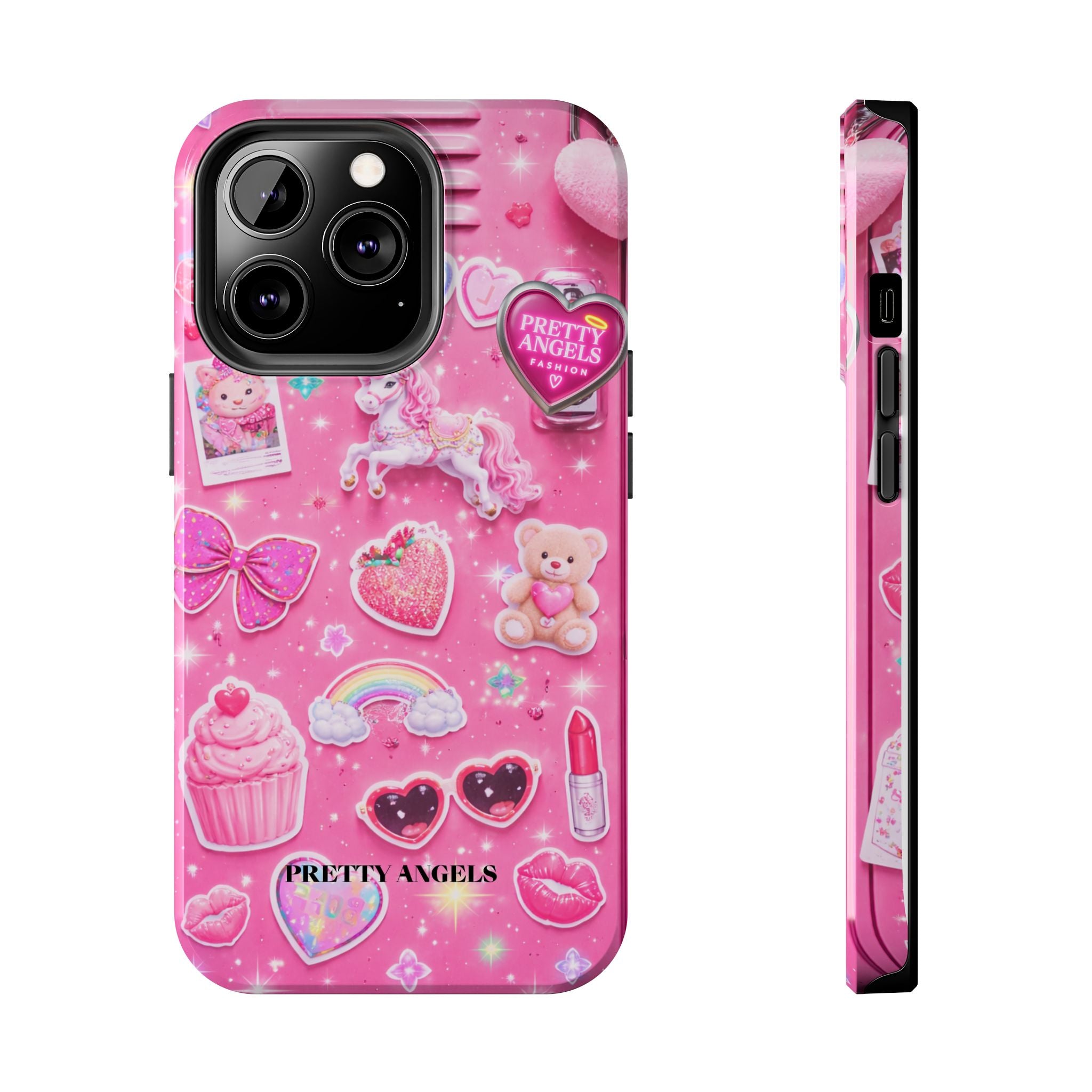 Girly Pink Locker Nostalgia with Hearts & Teddy Bear Tough Phone Case