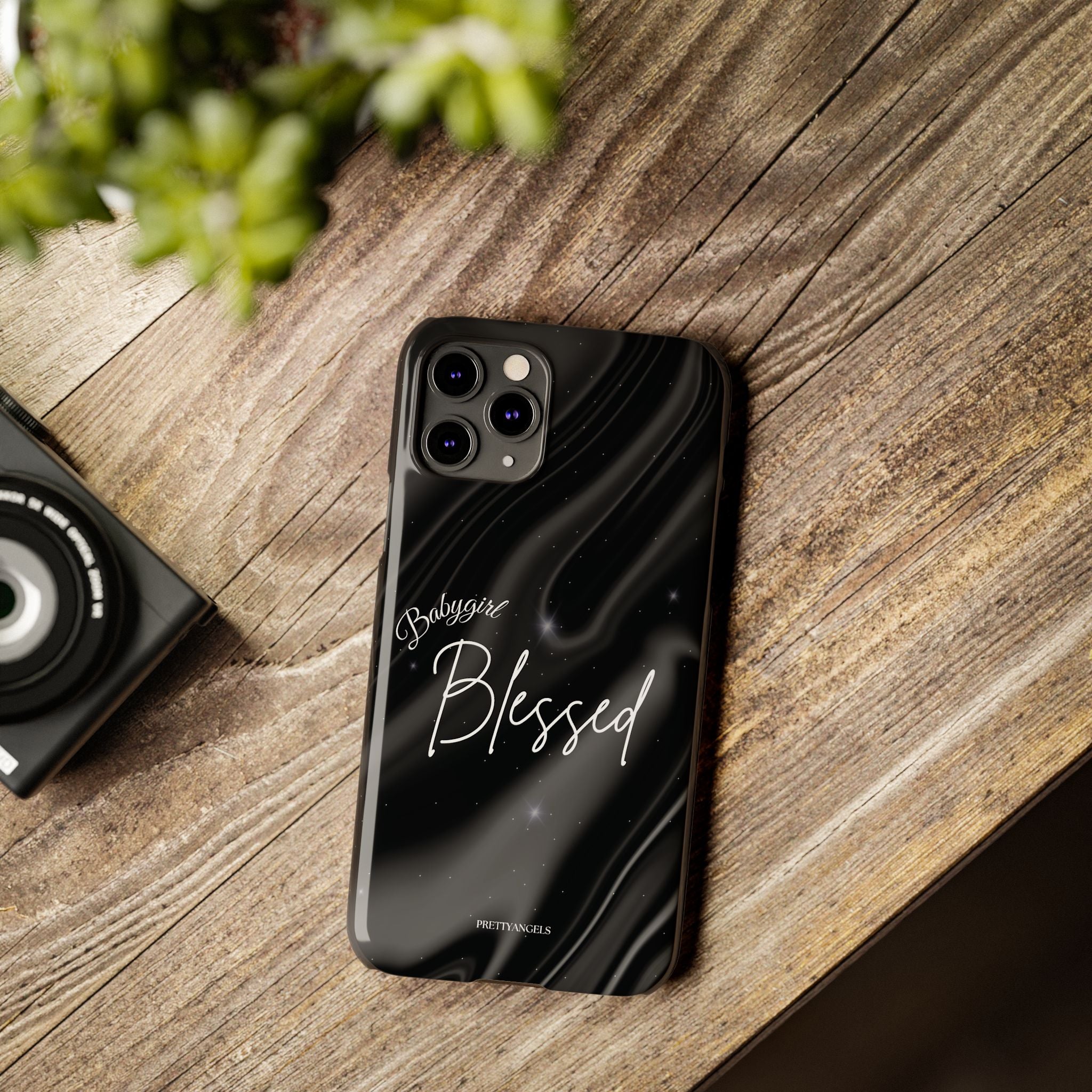 Blessed Babygirl Black Luxe Phone Case - Slim Lightweight & Protective for Rich Feminine Aesthetic Girls