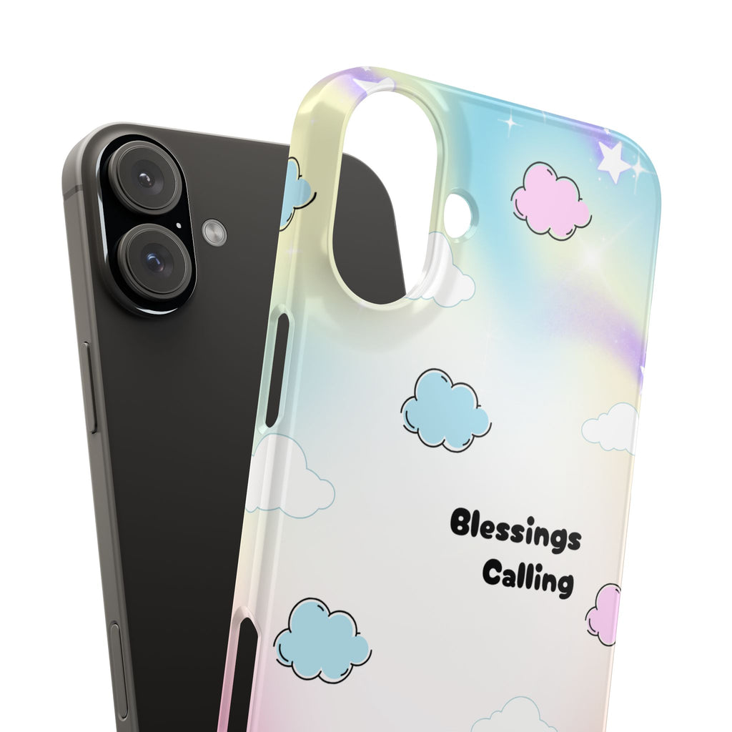 ‘Blessings Calling' Phone Case – Slim Lightweight Ombré Cover with Magical Pastel Clouds for Girly Girls & Faith-Filled Baddies - Cute Cloud Aesthetic, Phone Accessories, Gift for Friends, Pastel Theme Vibes, Cozy Magical Vibes