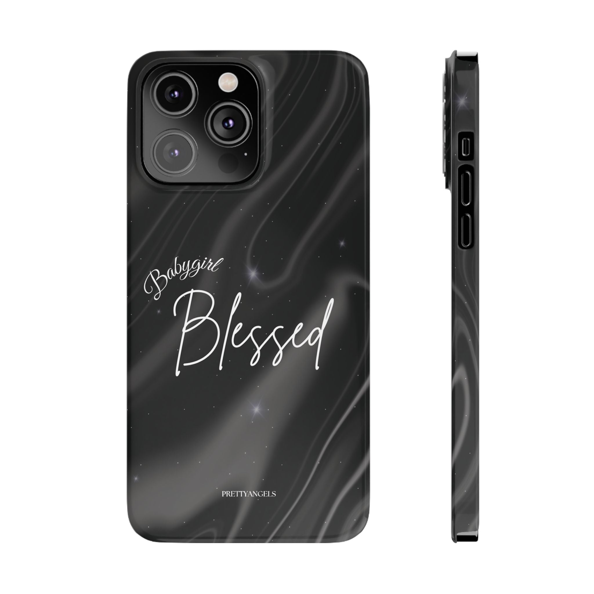 Blessed Babygirl Black Luxe Phone Case - Slim Lightweight & Protective for Rich Feminine Aesthetic Girls