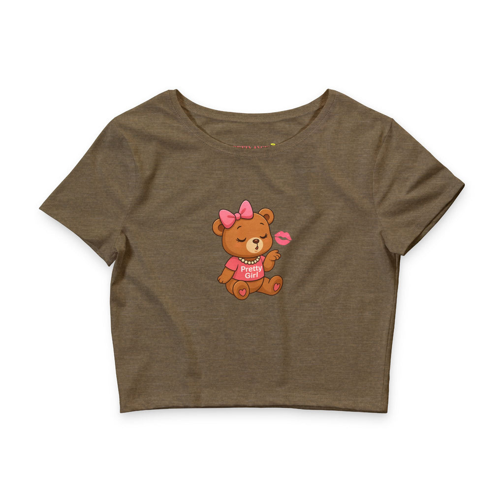 Pretty Girl Teddy Bear Kisses Crop Tee