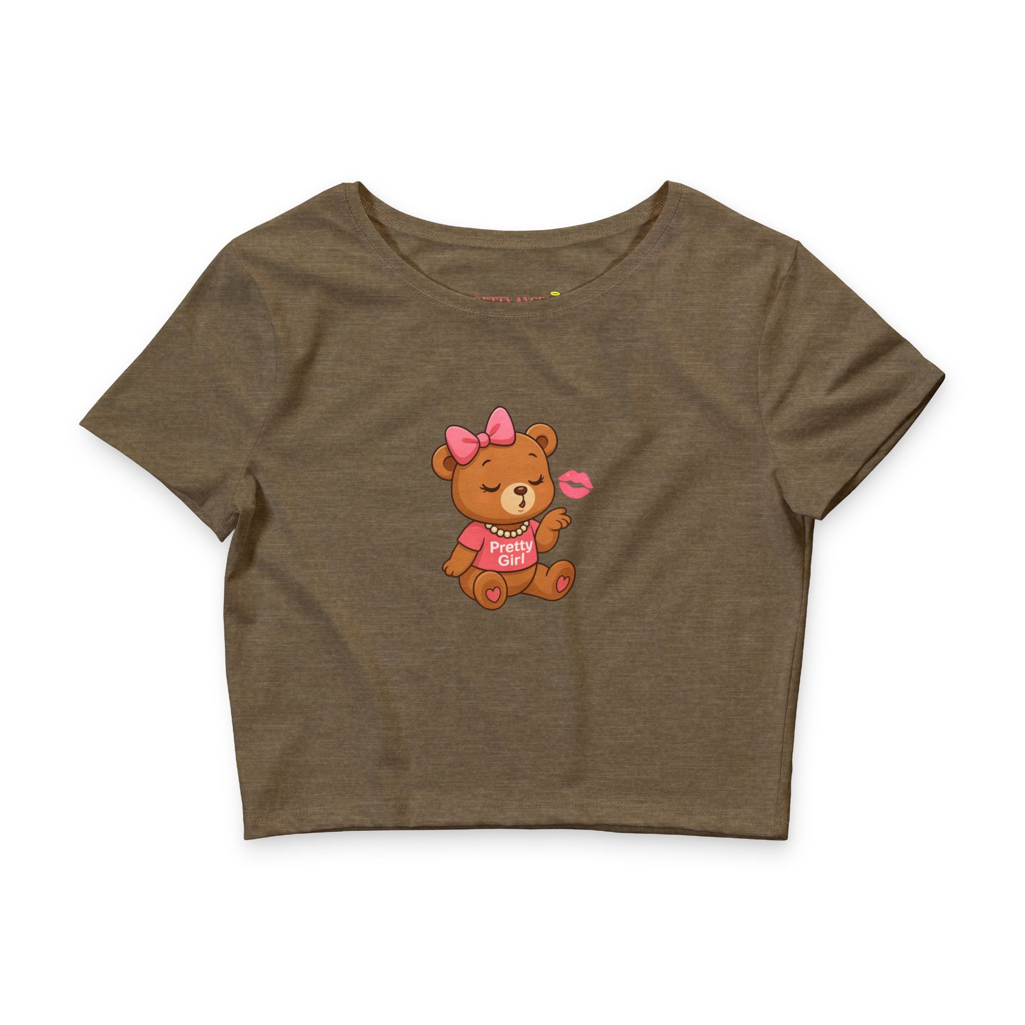 Pretty Girl Teddy Bear Kisses Crop Tee