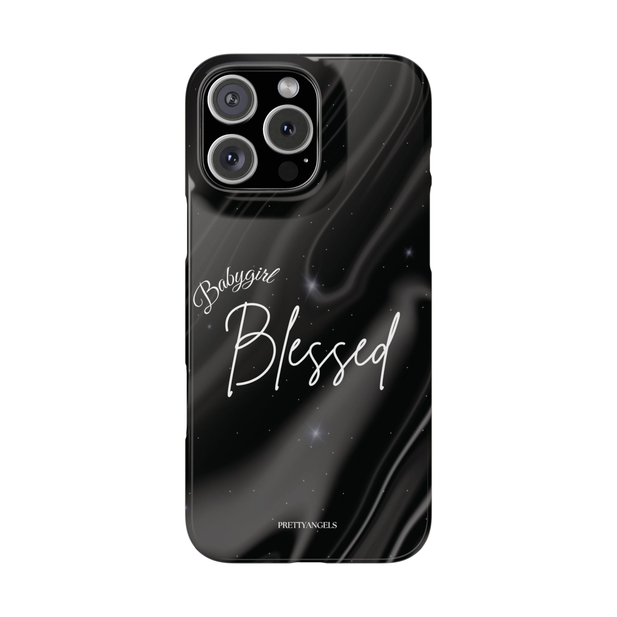 Blessed Babygirl Black Luxe Phone Case - Slim Lightweight & Protective for Rich Feminine Aesthetic Girls