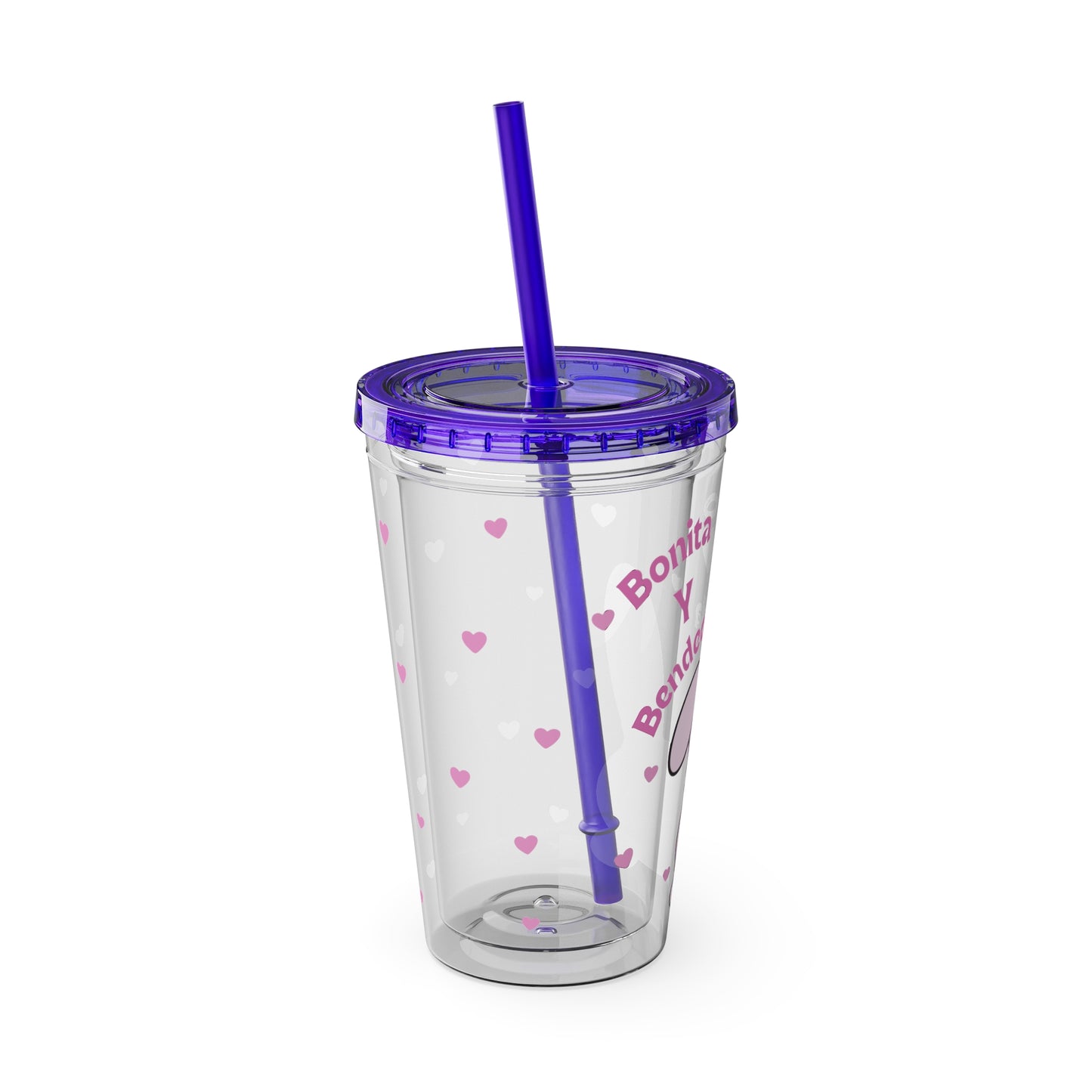 Bonita y Bendecida Pink Bunny Tumbler with Straw, 16oz