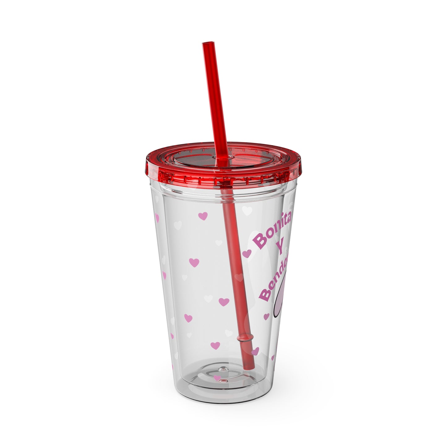 Bonita y Bendecida Pink Bunny Tumbler with Straw, 16oz