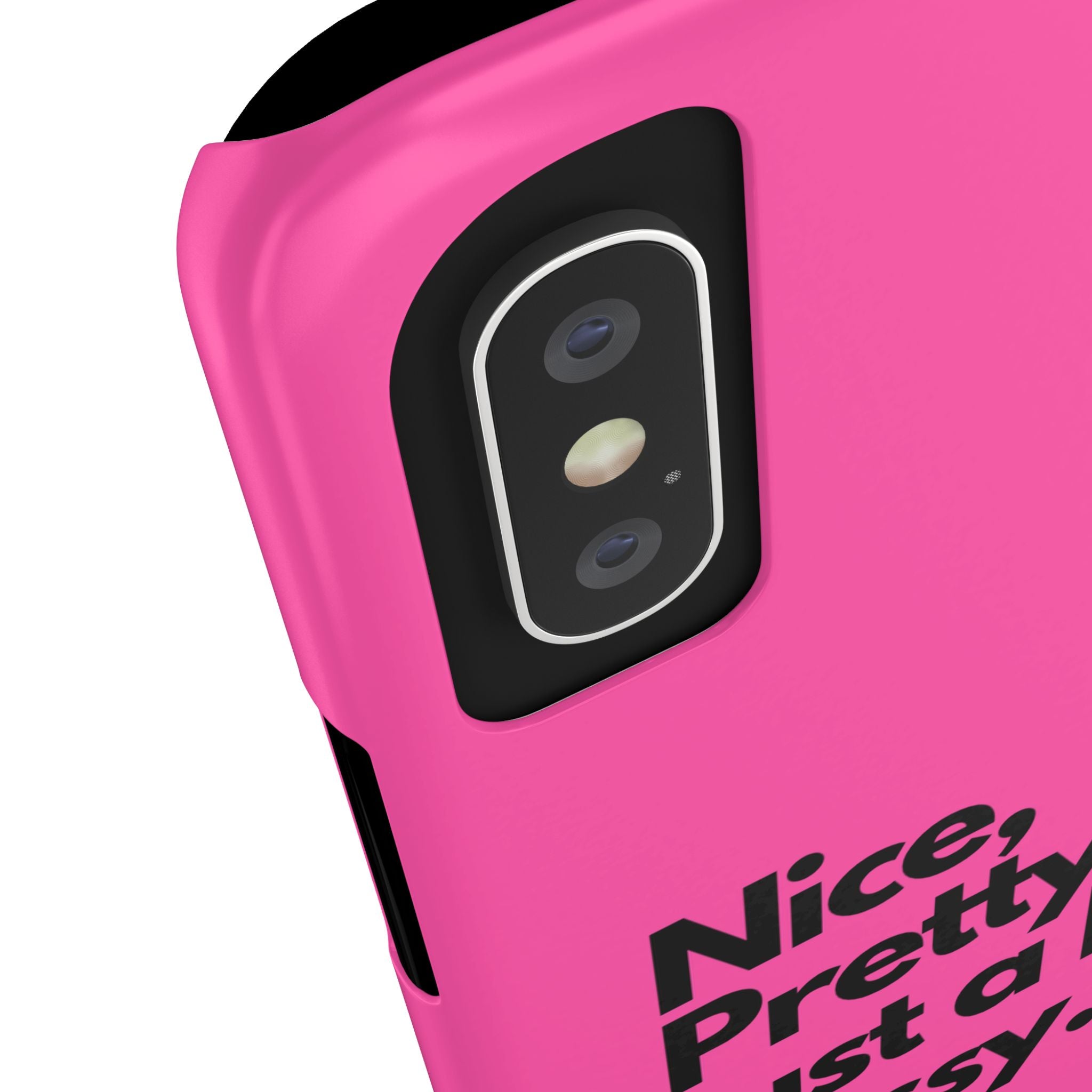 Nice, Pretty, & Just a Bit Bossy Phone Case - Dark Pink Slim Lightweight Cover with Hot Pink Lollipop for Girly Confident Girls