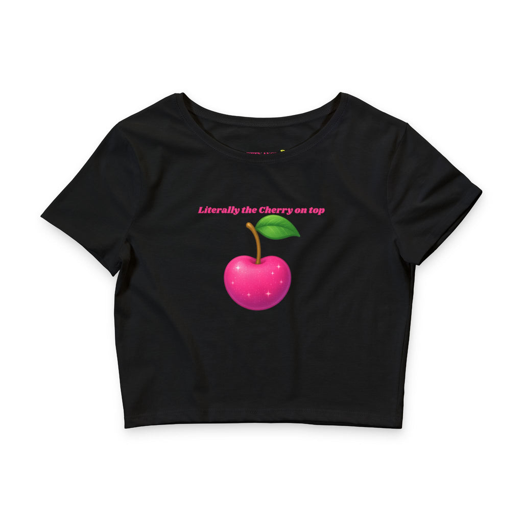 Literally the Cherry on Top Crop Tee — Hot Pink Cherry Graphic Top