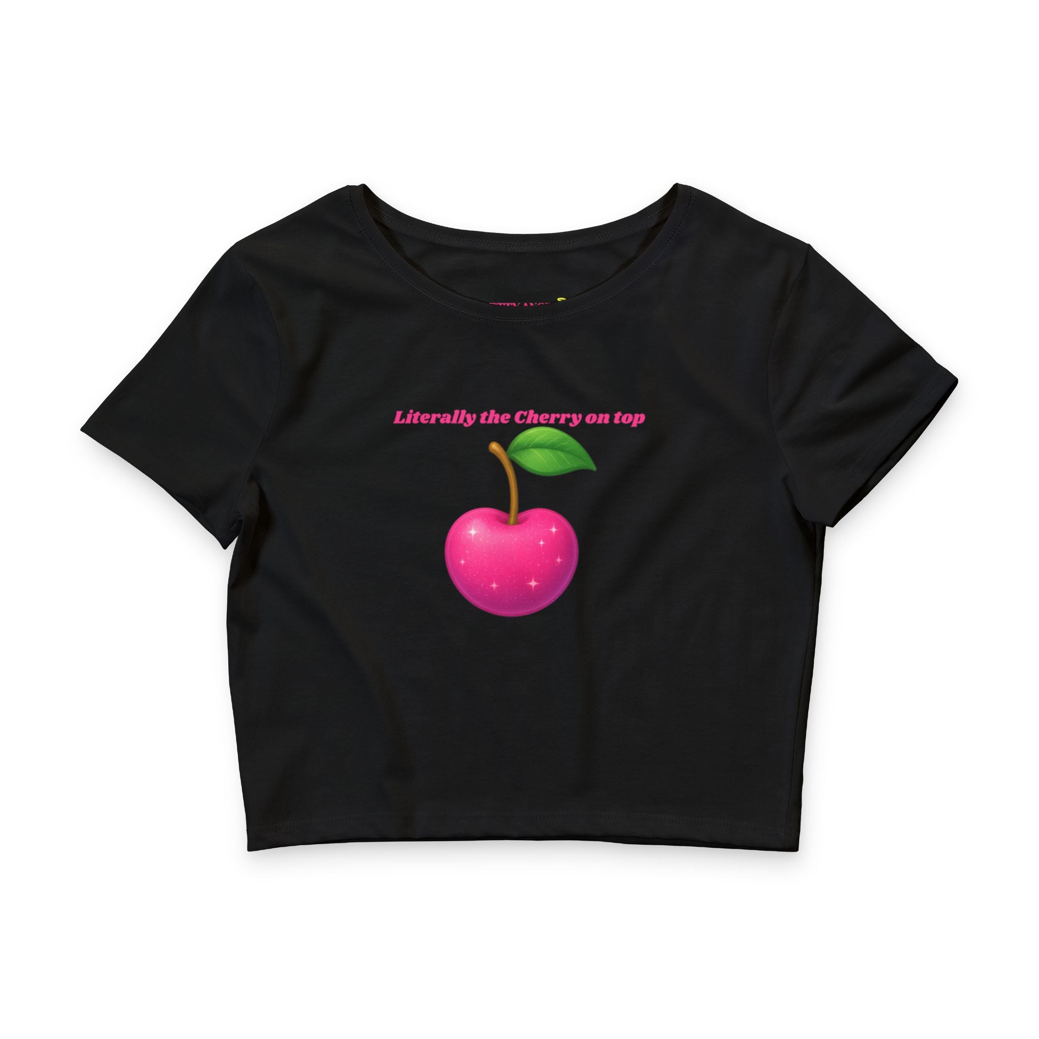 Literally the Cherry on Top Crop Tee — Hot Pink Cherry Graphic Top