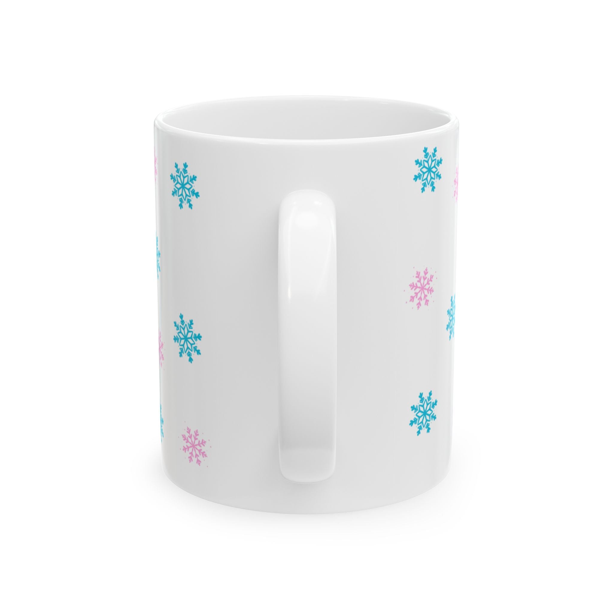 “It’s My Season Again” Luxury Winter Mug - Cute Grey Polar Bear with Crown, Blue & Pink Snowflakes - Girly Ceramic Mug for Rich Winter Queens, Cozy Home Decor, Winter Wonderland Mug for Girls