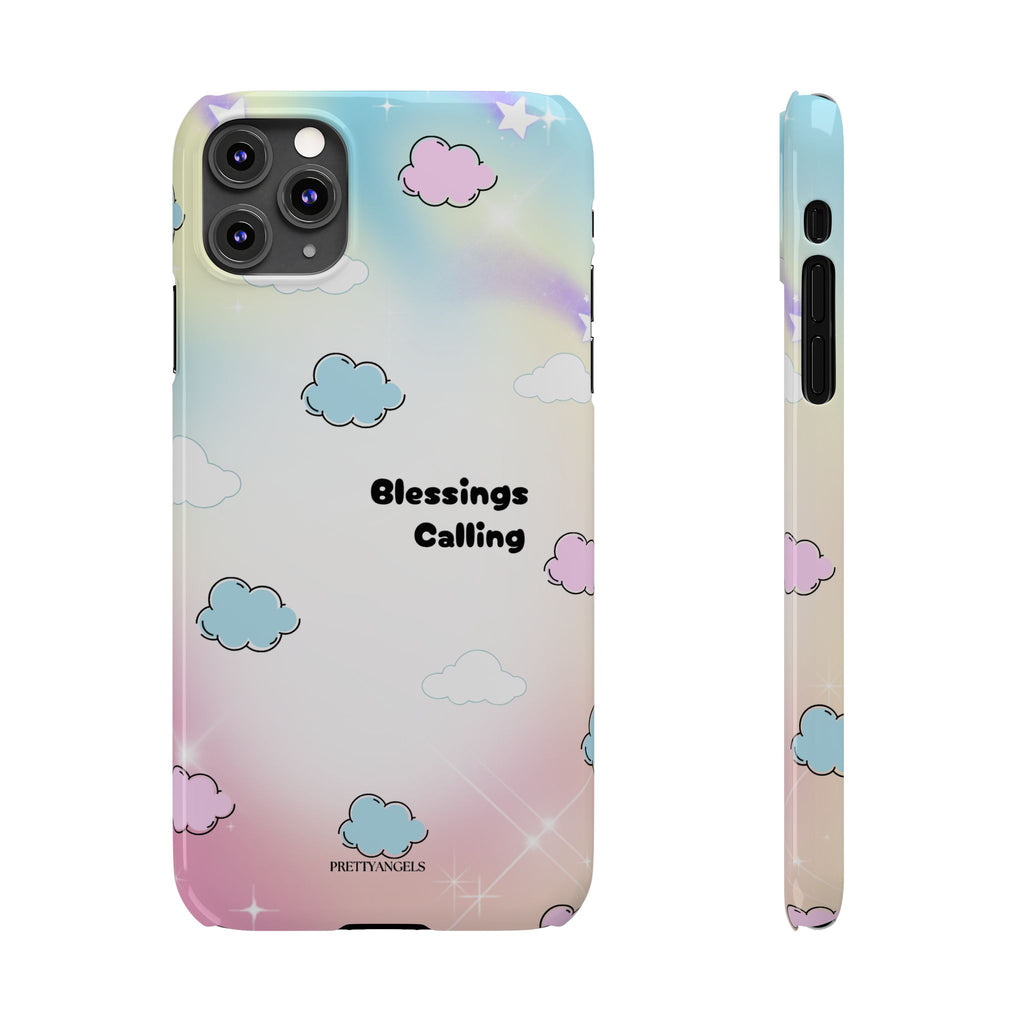 ‘Blessings Calling' Phone Case – Slim Lightweight Ombré Cover with Magical Pastel Clouds for Girly Girls & Faith-Filled Baddies - Cute Cloud Aesthetic, Phone Accessories, Gift for Friends, Pastel Theme Vibes, Cozy Magical Vibes