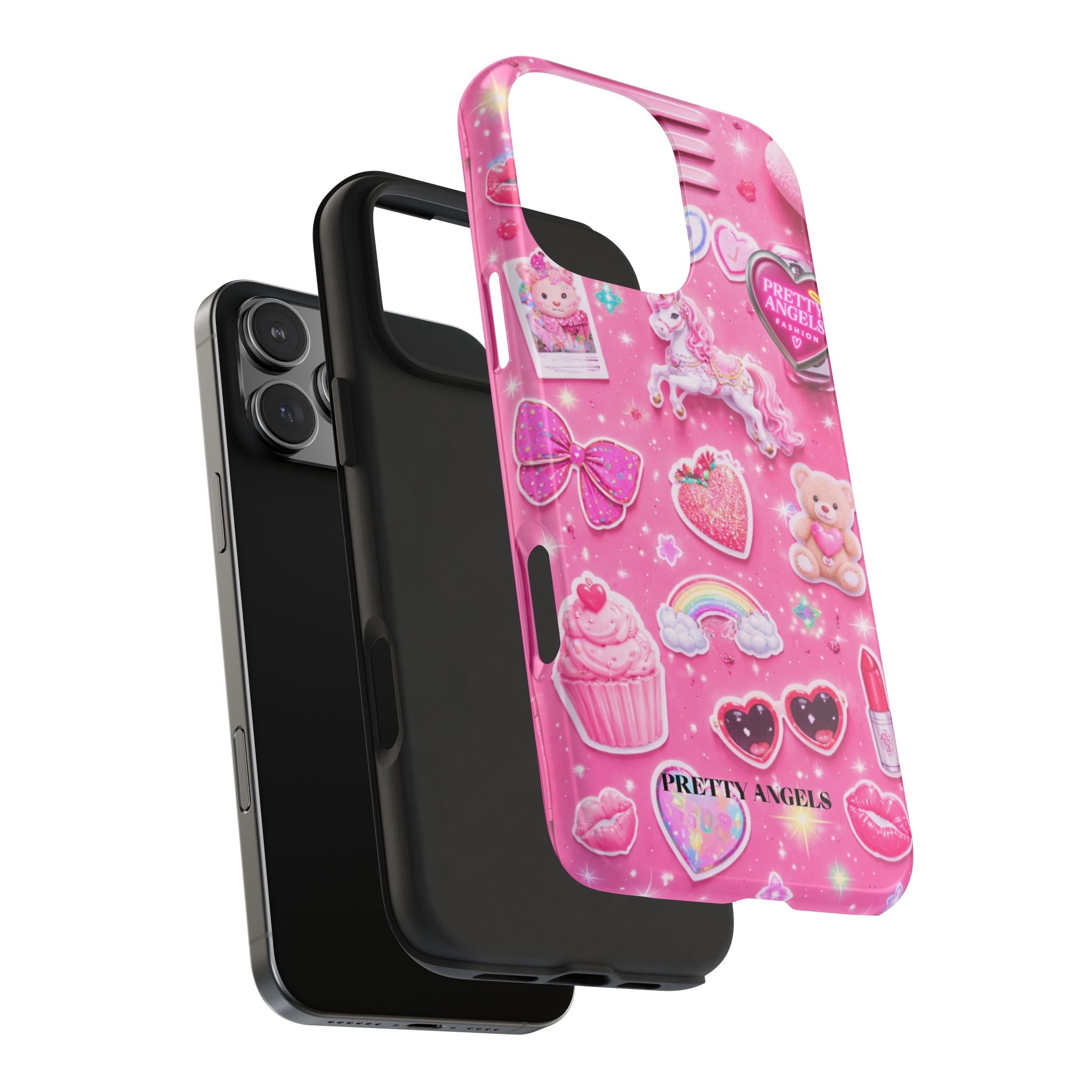 Girly Pink Locker Nostalgia with Hearts & Teddy Bear Tough Phone Case