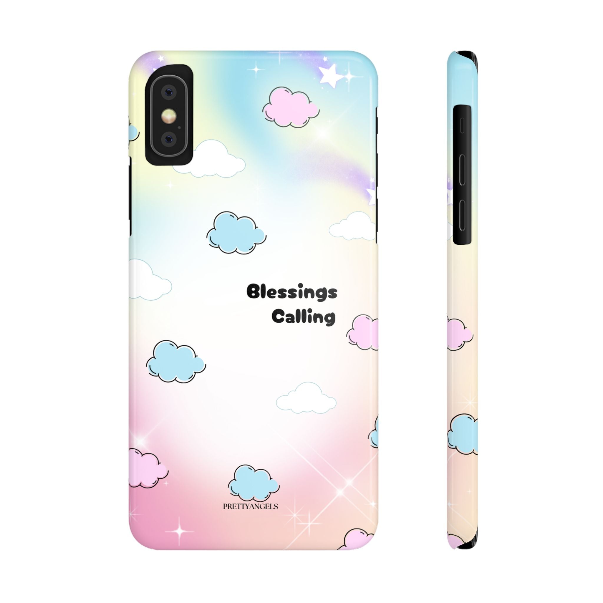 ‘Blessings Calling' Phone Case – Slim Lightweight Ombré Cover with Magical Pastel Clouds for Girly Girls & Faith-Filled Baddies - Cute Cloud Aesthetic, Phone Accessories, Gift for Friends, Pastel Theme Vibes, Cozy Magical Vibes