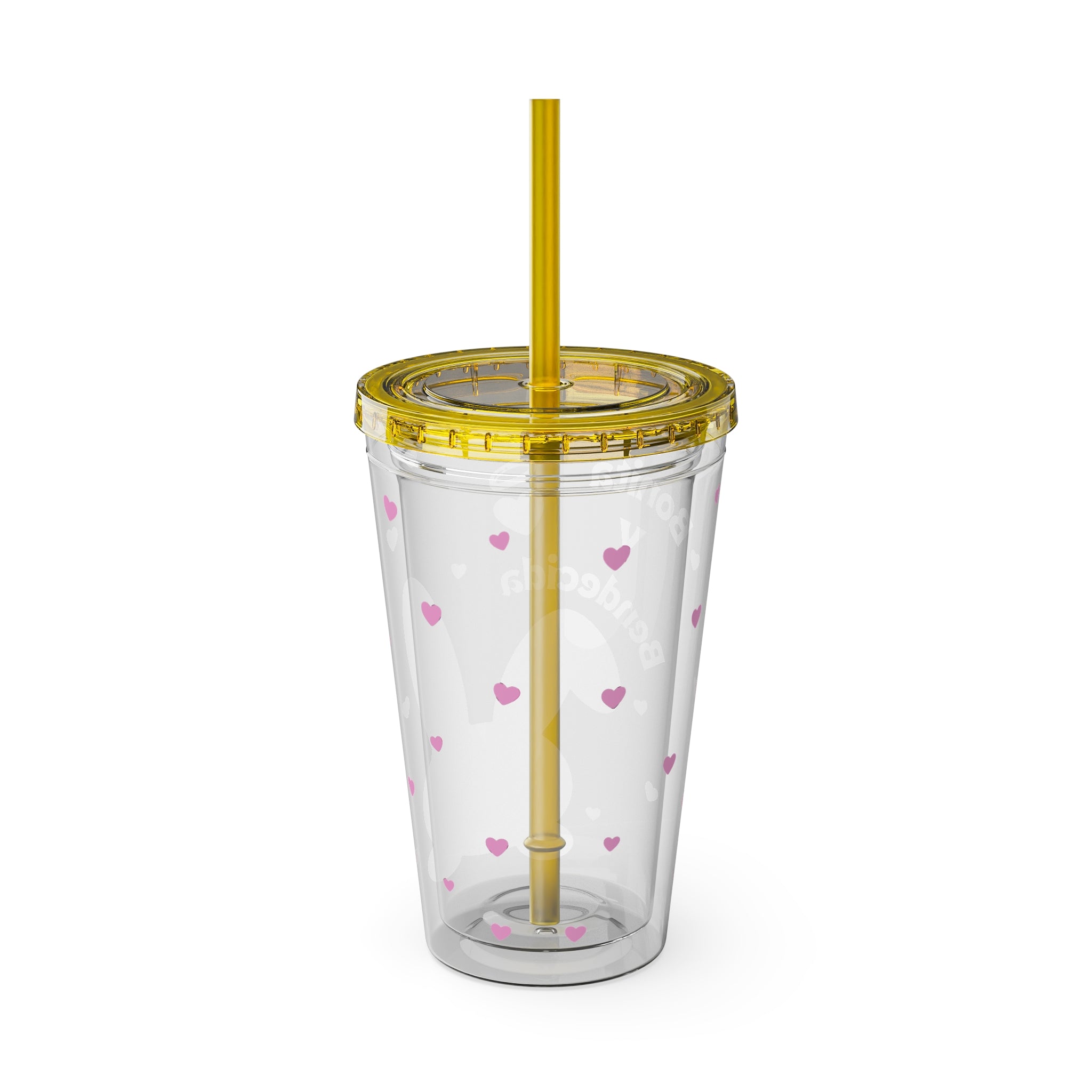 Bonita y Bendecida Tumbler - 16oz Clear Acrylic Cup with Pink Bunny Bow & Heart Patterns | Girly Faith Cup for Confident Latina Baddies