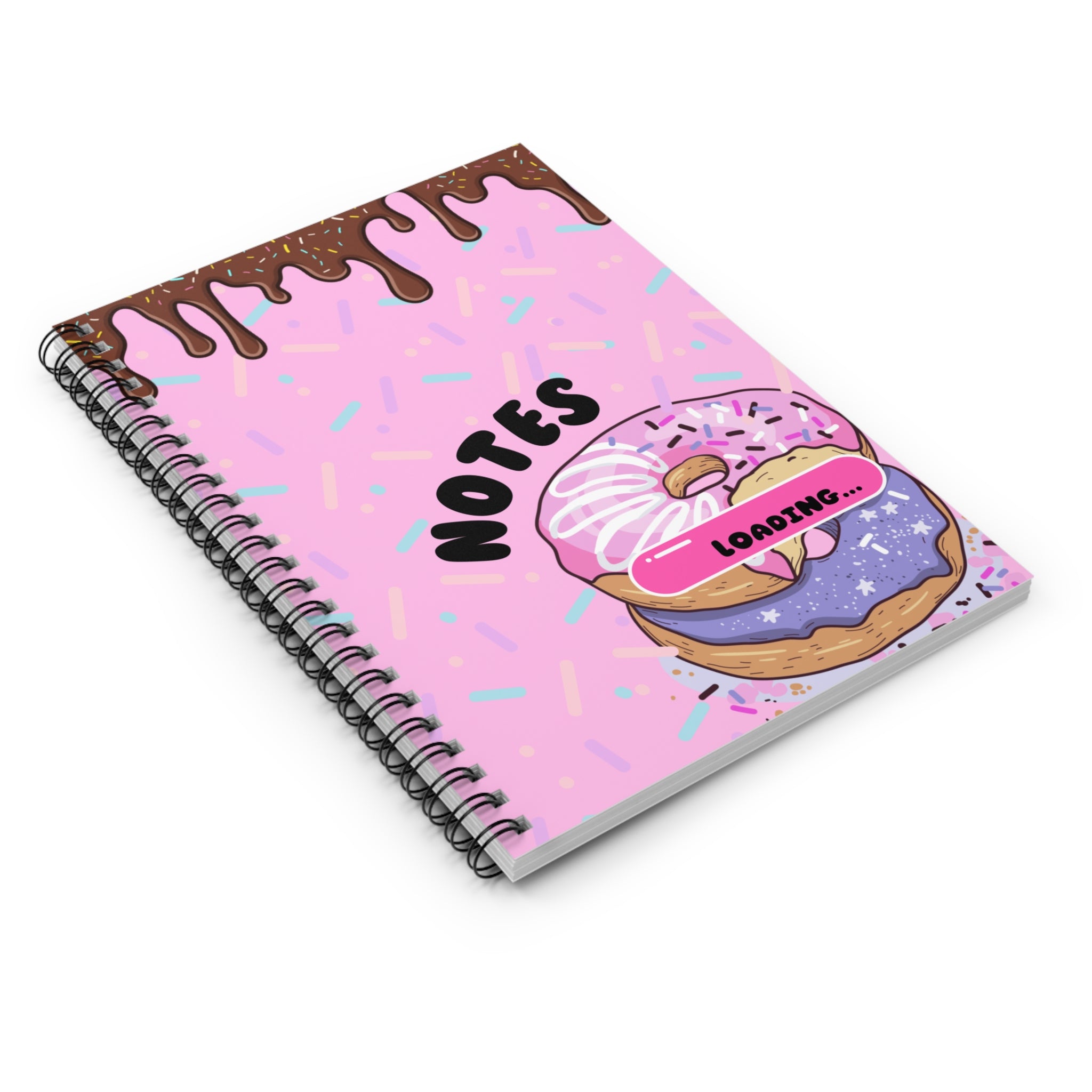 “Pink Spiral Notebook – Chocolate Drip & Donut Sprinkle Aesthetic Journal, Kawaii School Supplies for Pretty Girls”