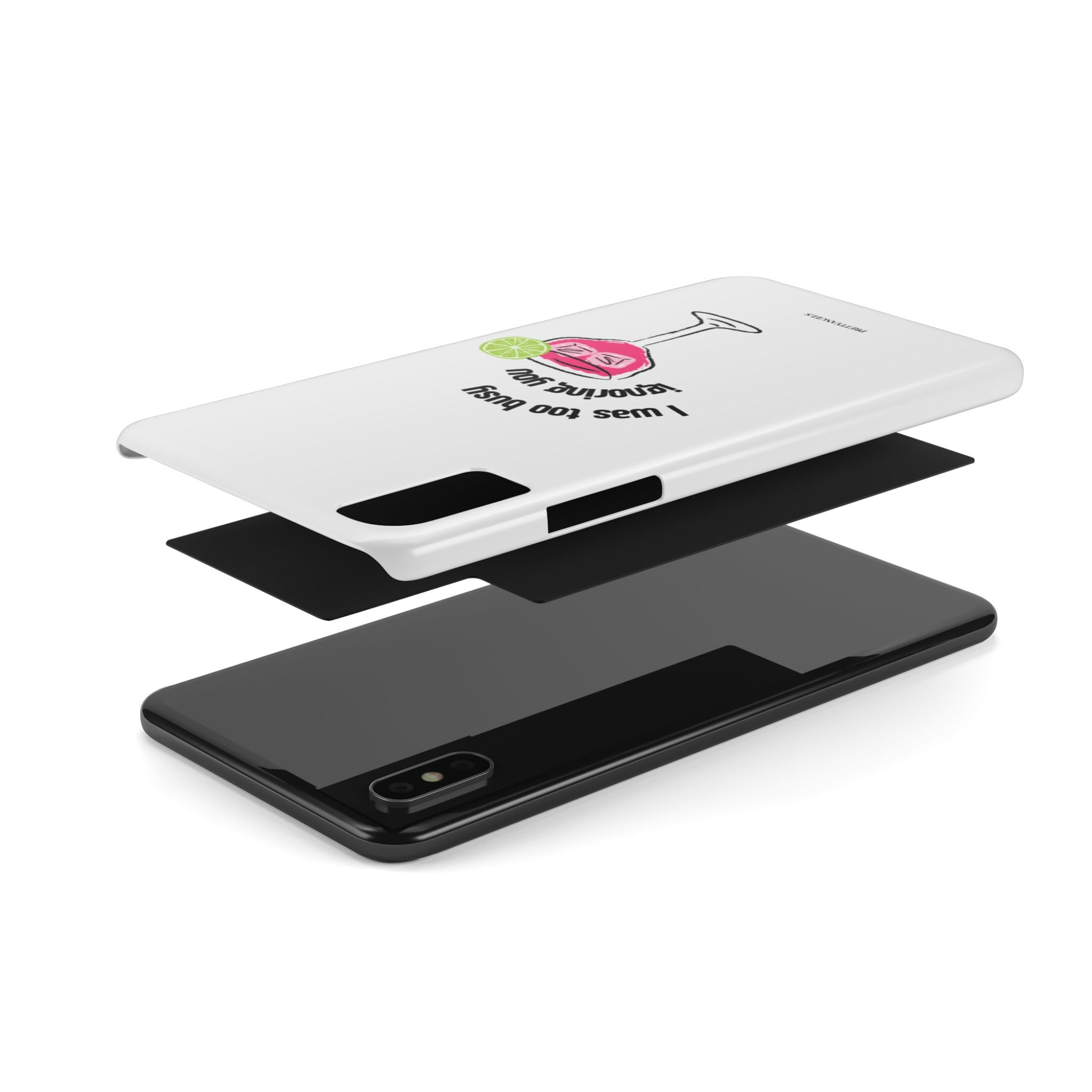 “I was Too Busy Ignoring You White Slim Phone Case - Cute Hot Pink Cocktail Lightweight Protective Cover for Unbothered Girls”