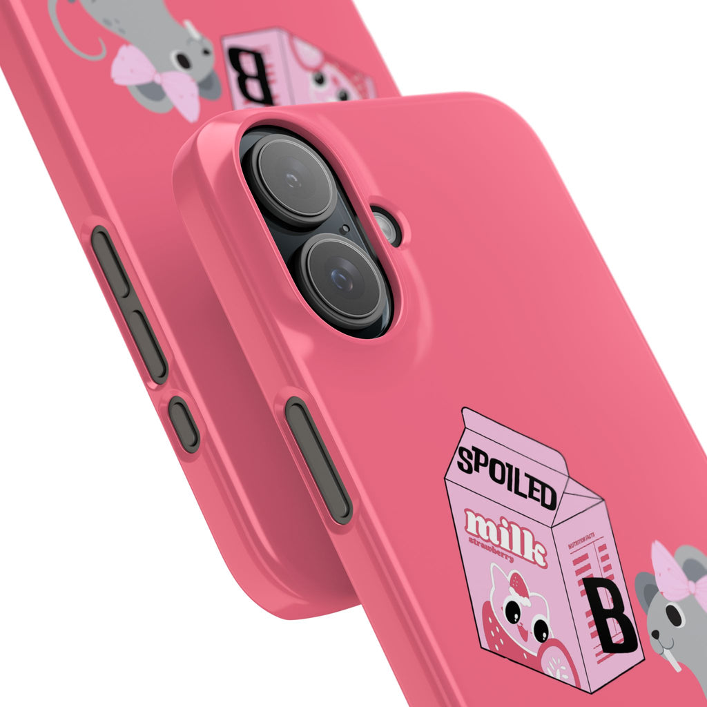 “Spoiled Brat Peachy Phone Case - Slim Cute Baby Rat & Pink Milk Carton Protective Cover for Girly Princesses” - Teenage Girl Accessories, Trendy Phone Covers for Girls