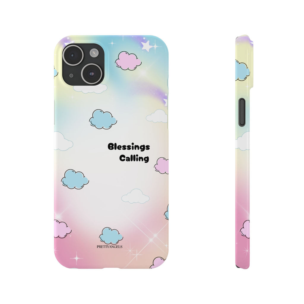 ‘Blessings Calling' Phone Case – Slim Lightweight Ombré Cover with Magical Pastel Clouds for Girly Girls & Faith-Filled Baddies - Cute Cloud Aesthetic, Phone Accessories, Gift for Friends, Pastel Theme Vibes, Cozy Magical Vibes