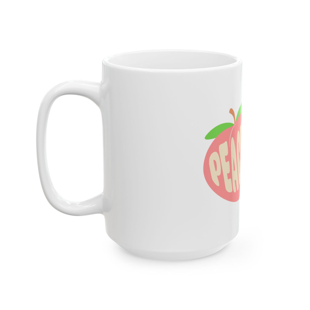 “Peachy Queen” Bubble Letter Ceramic Mug - Cute Peach Aesthetic Mug with Peach Graphic & Empowering Vibes - Girly Ceramic Mug for Rich Confident Baddies | Girly Coffee Lover Gift