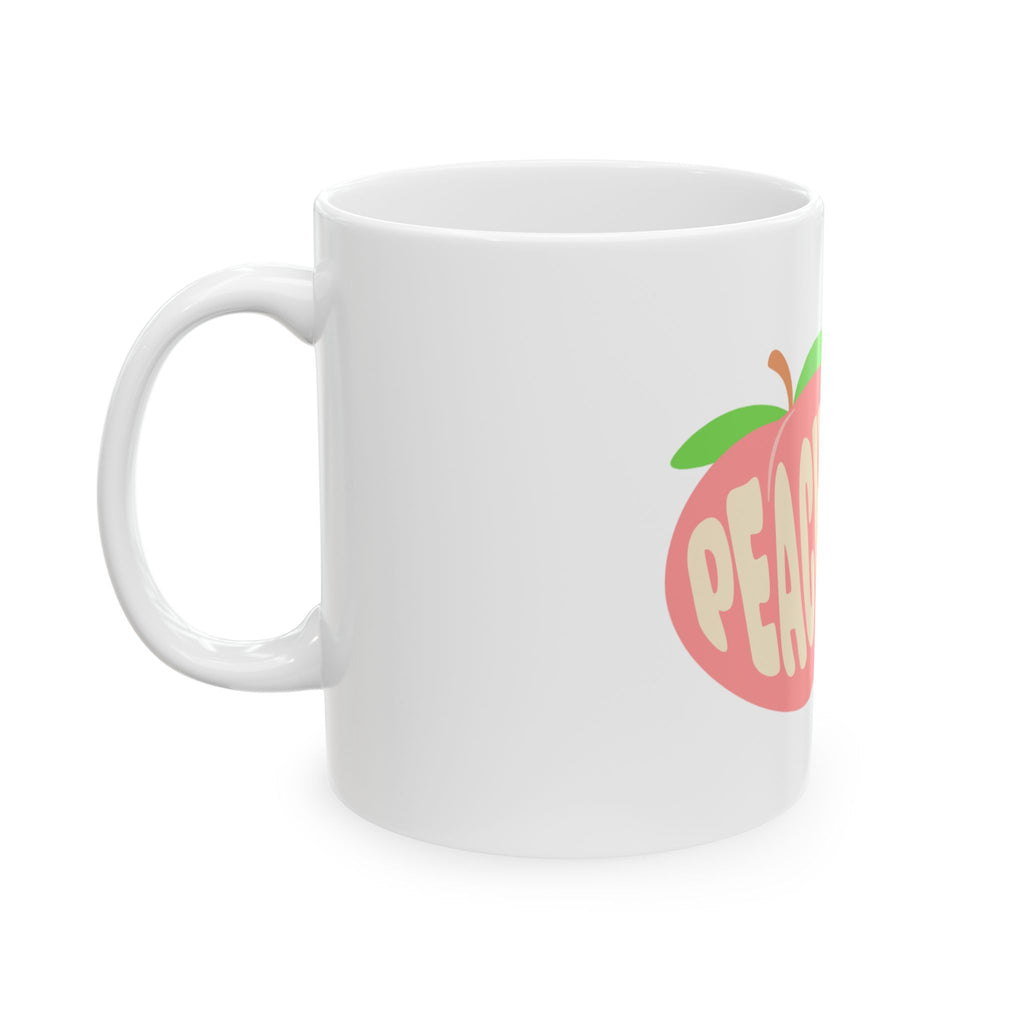 “Peachy Queen” Bubble Letter Ceramic Mug - Cute Peach Aesthetic Mug with Peach Graphic & Empowering Vibes - Girly Ceramic Mug for Rich Confident Baddies | Girly Coffee Lover Gift