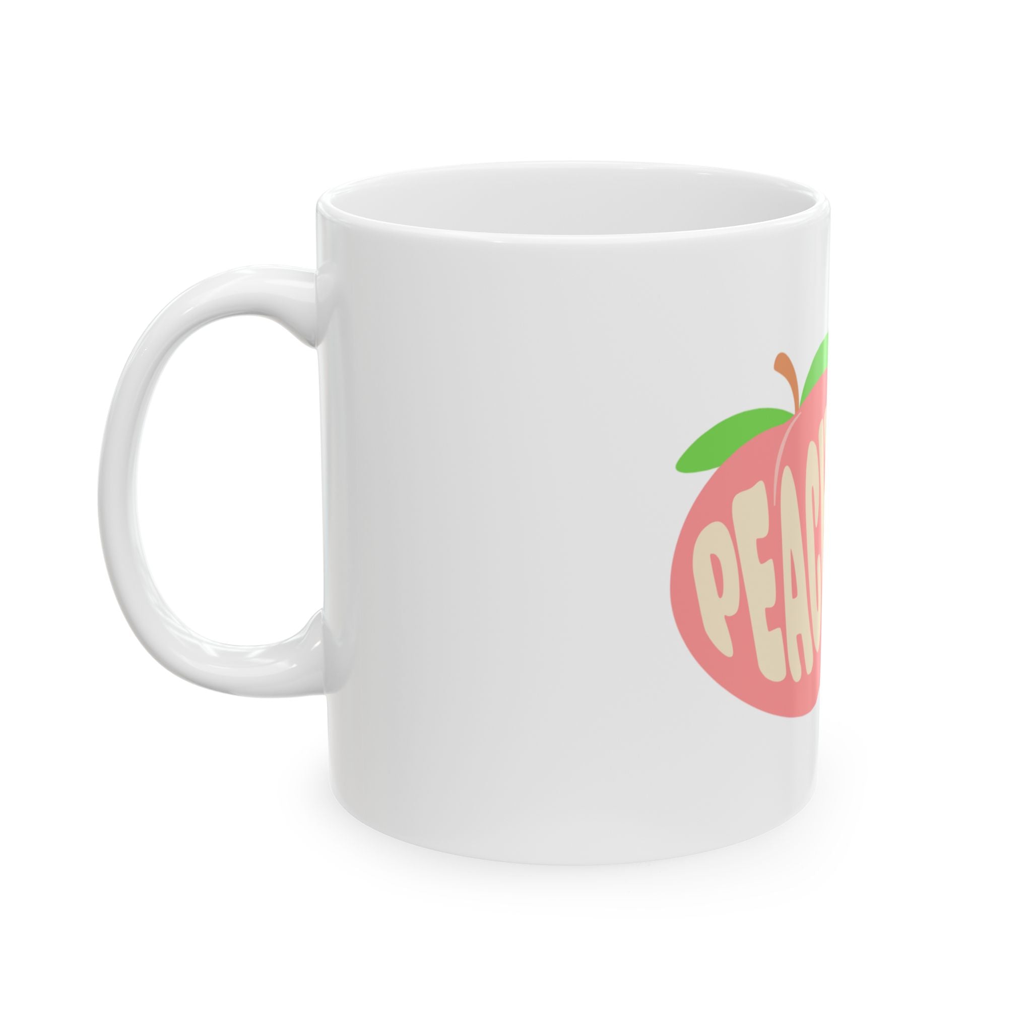 “Peachy Queen” Bubble Letter Ceramic Mug - Cute Peach Aesthetic Mug with Peach Graphic & Empowering Vibes - Girly Ceramic Mug for Rich Confident Baddies | Girly Coffee Lover Gift