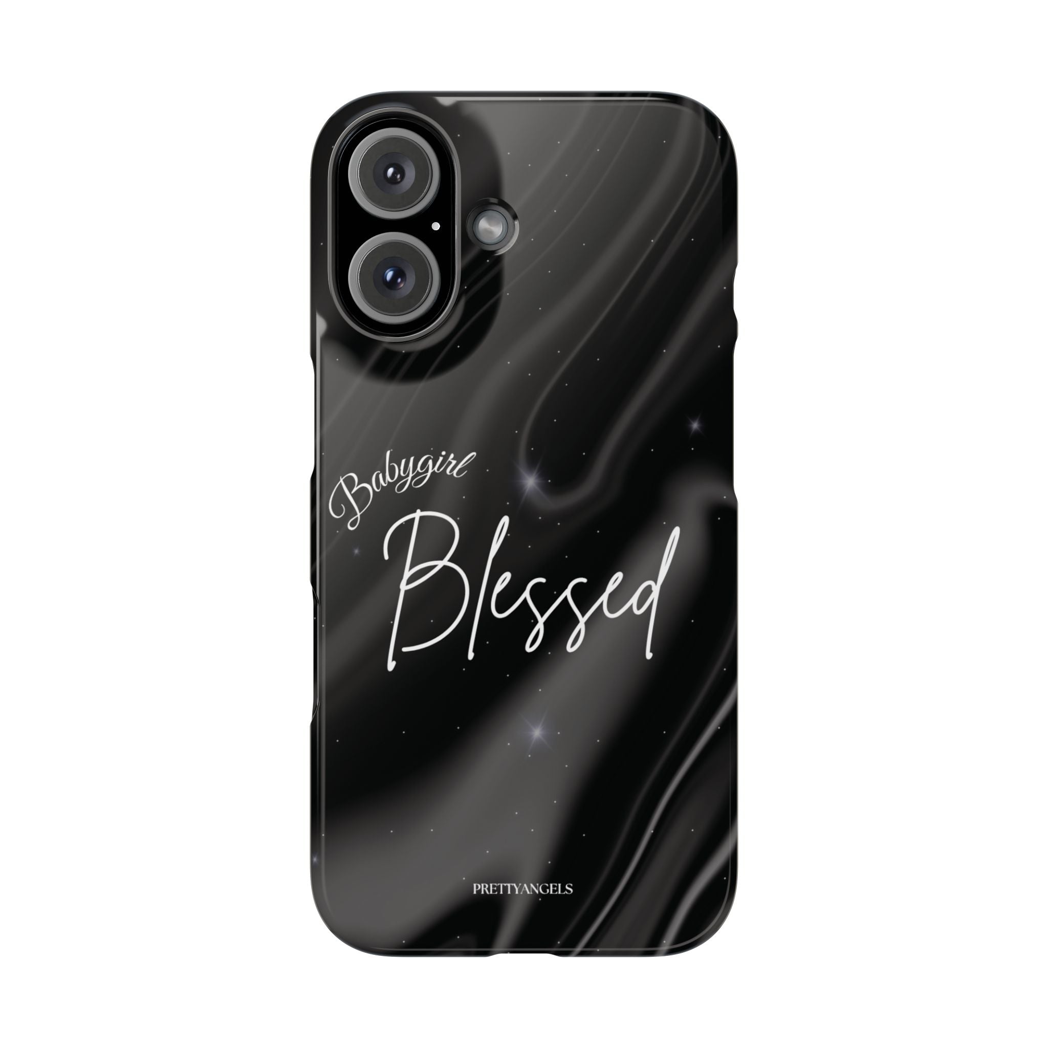 Blessed Babygirl Black Luxe Phone Case - Slim Lightweight & Protective for Rich Feminine Aesthetic Girls