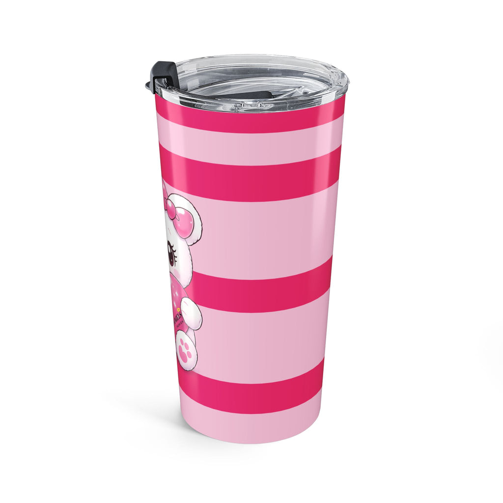 20oz Cute Pink Striped Tumbler with Heart-Holding Kitty – Girly Travel Cup