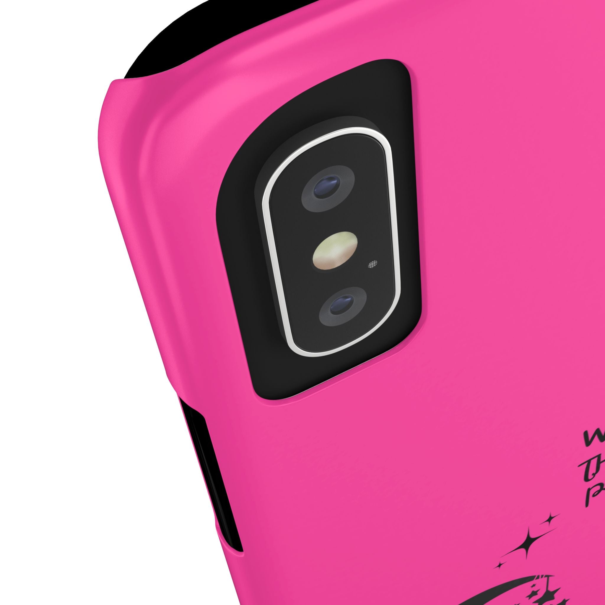 “With God All Things Are Possible Phone Case - Hot Pink Slim Cover with Fairy on Moon & Bible Verse for Faith-Filled Baddie Girls