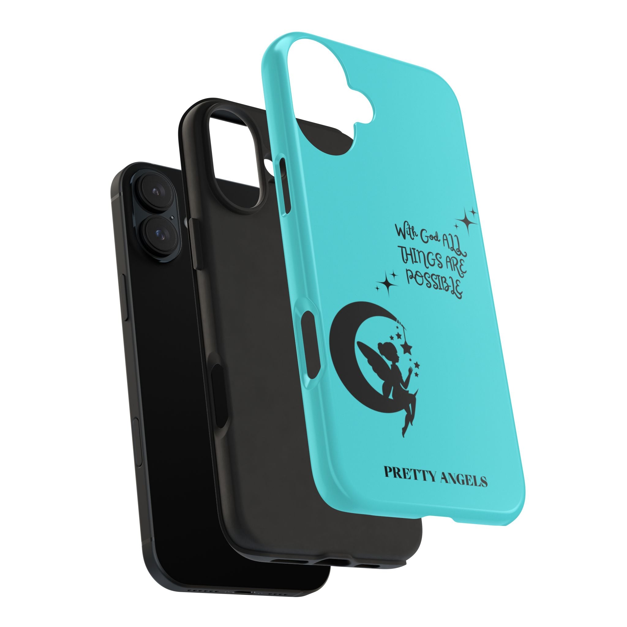 “With God All Things Are Possible” Teal Fairy Moon Tough Phone Case