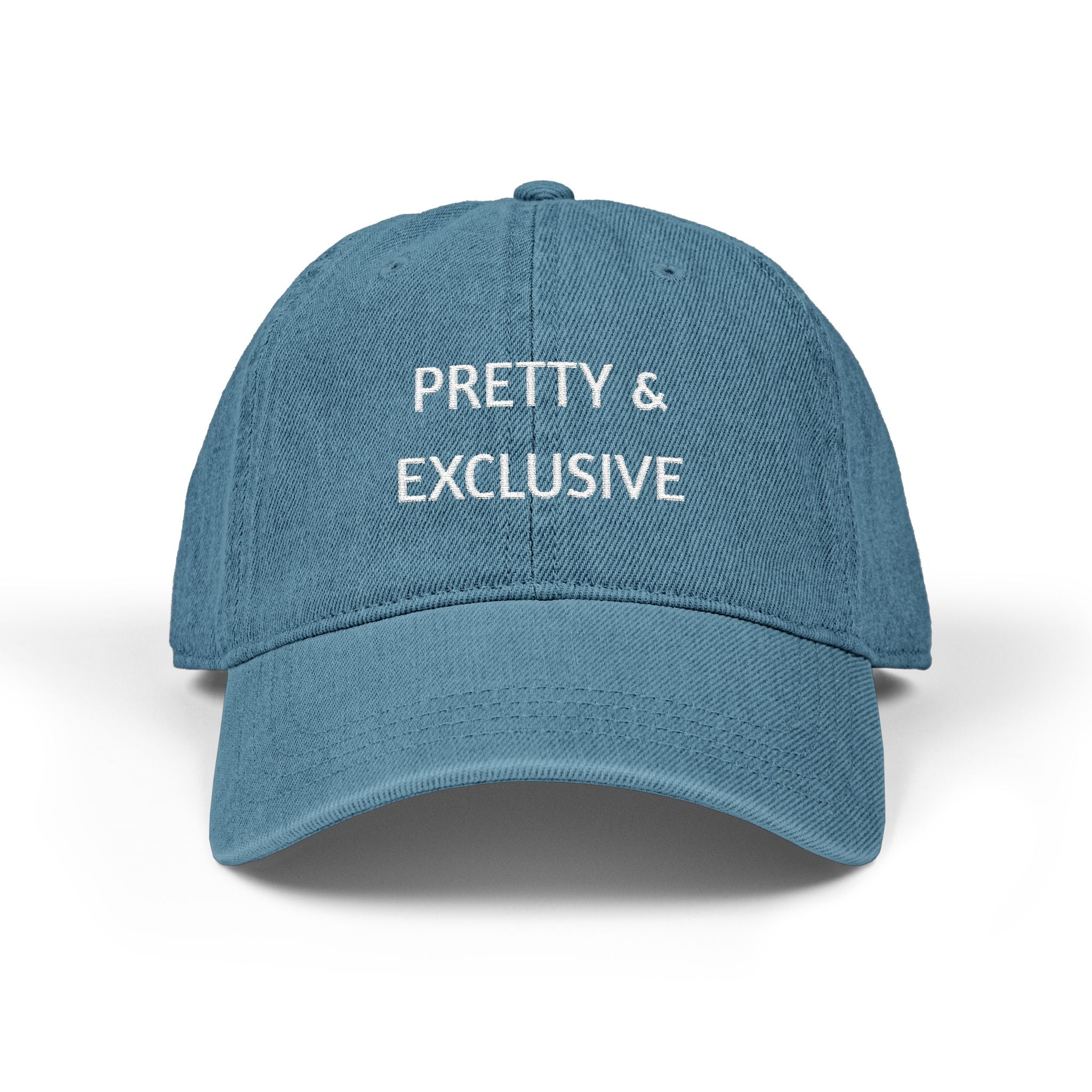 “Pretty & Exclusive Embroidered Denim Hat - Luxury Adjustable Vintage Baddie Cap”