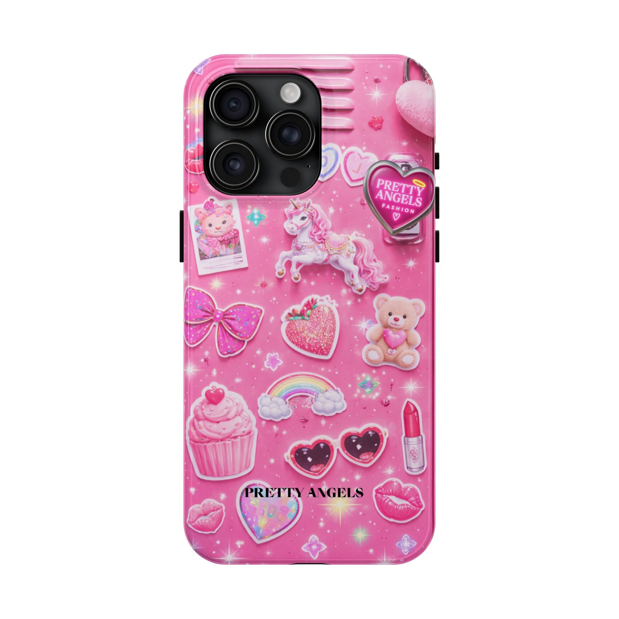 Girly Pink Locker Nostalgia with Hearts & Teddy Bear Tough Phone Case