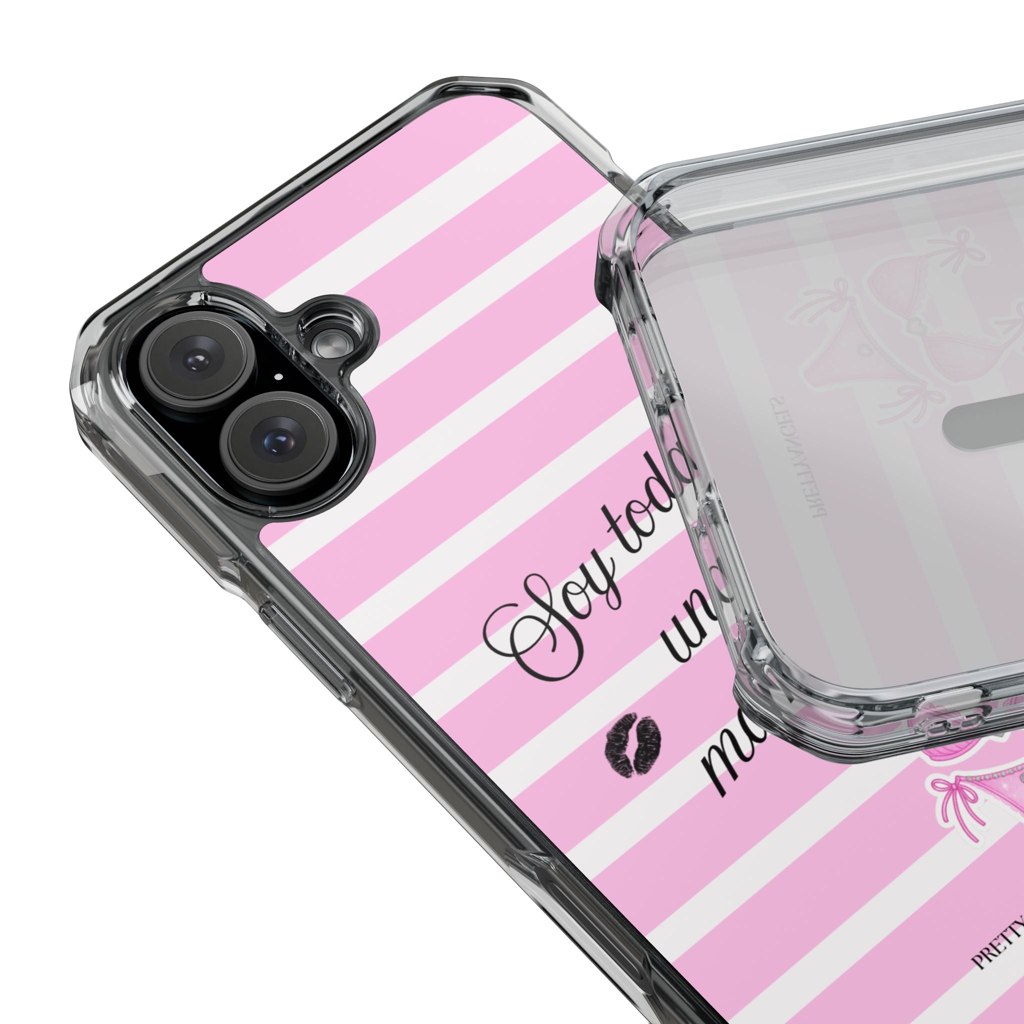 “Soy Toda Una Mamacita” MagSafe Clear Phone Case - Pink & White Striped | Latina Baddie Magnetic Impact Cover