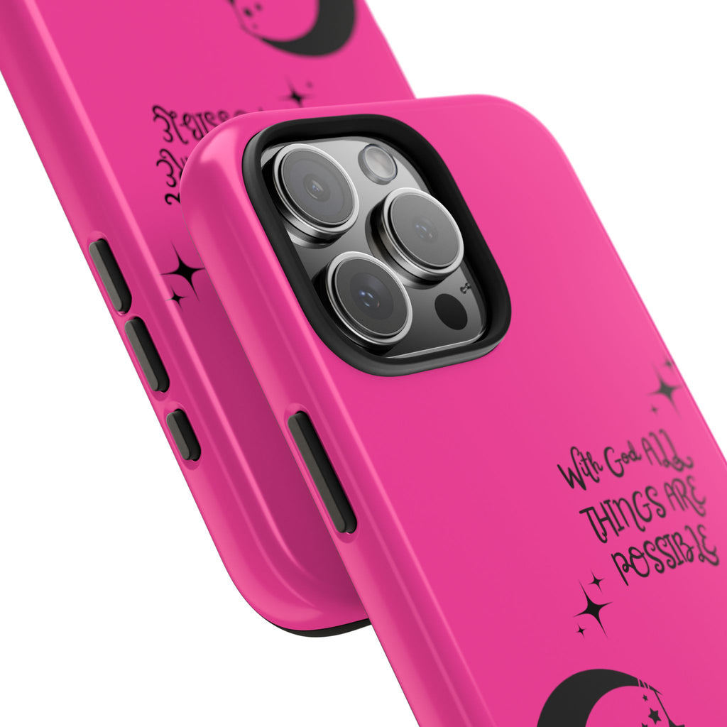 Pink 'With God All Things Are Possible' Fairy Moon Tough Phone Case