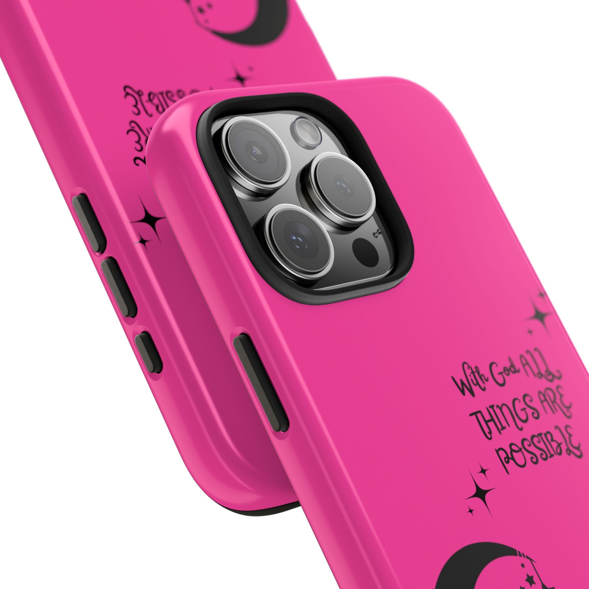 Pink 'With God All Things Are Possible' Fairy Moon Tough Phone Case